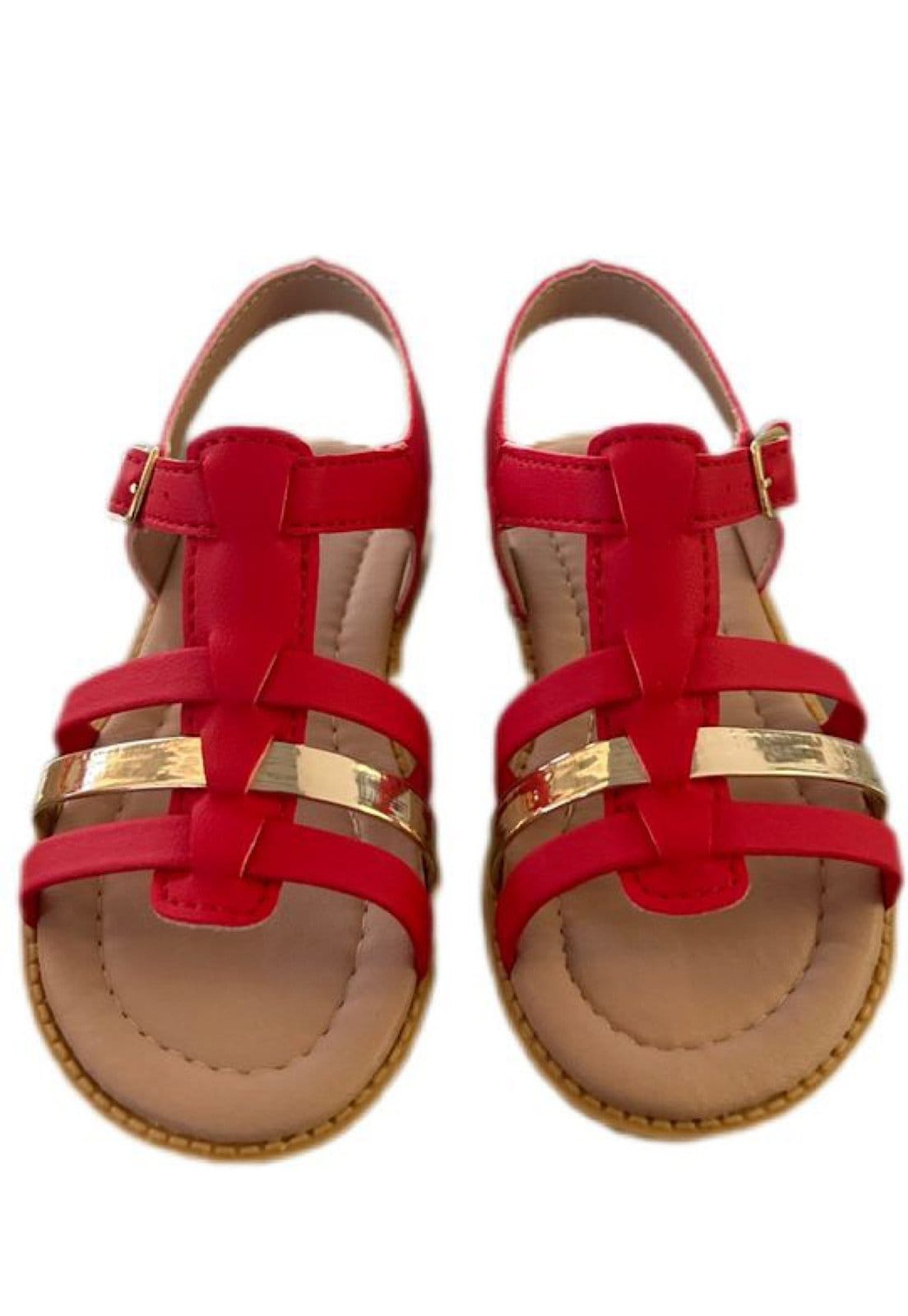 Vista 2 Infantil - Sandália menina de tiras Solzim Vermelha e SOLZIM CALÇADOS dourado/vermelho
