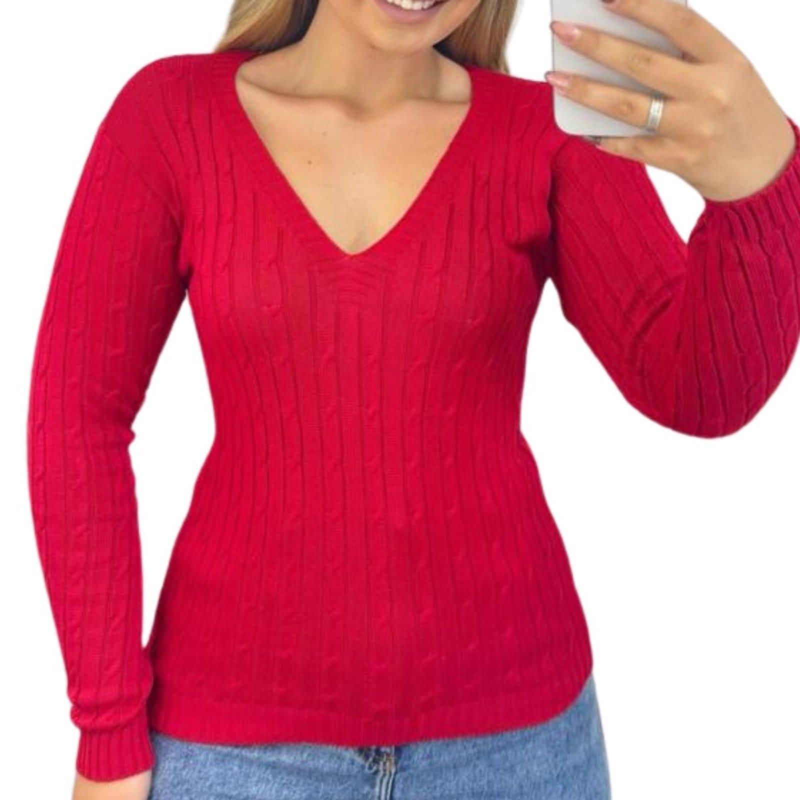 Blusa Feminino FMF Suéter de Tricô Manga Longa - 2