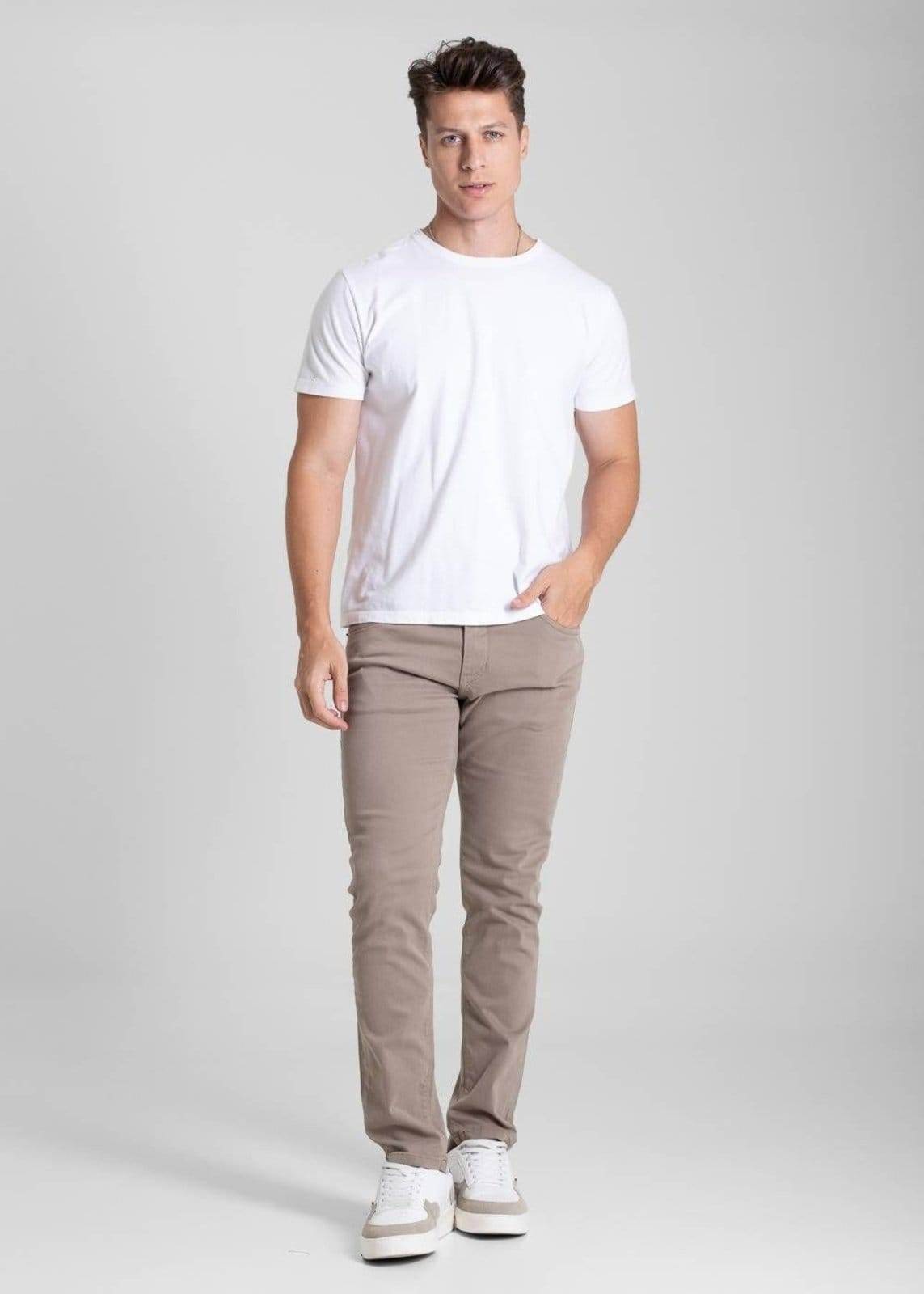 Vista 2 Calça Sarja Sawary Slim - 282097 Sawary bege