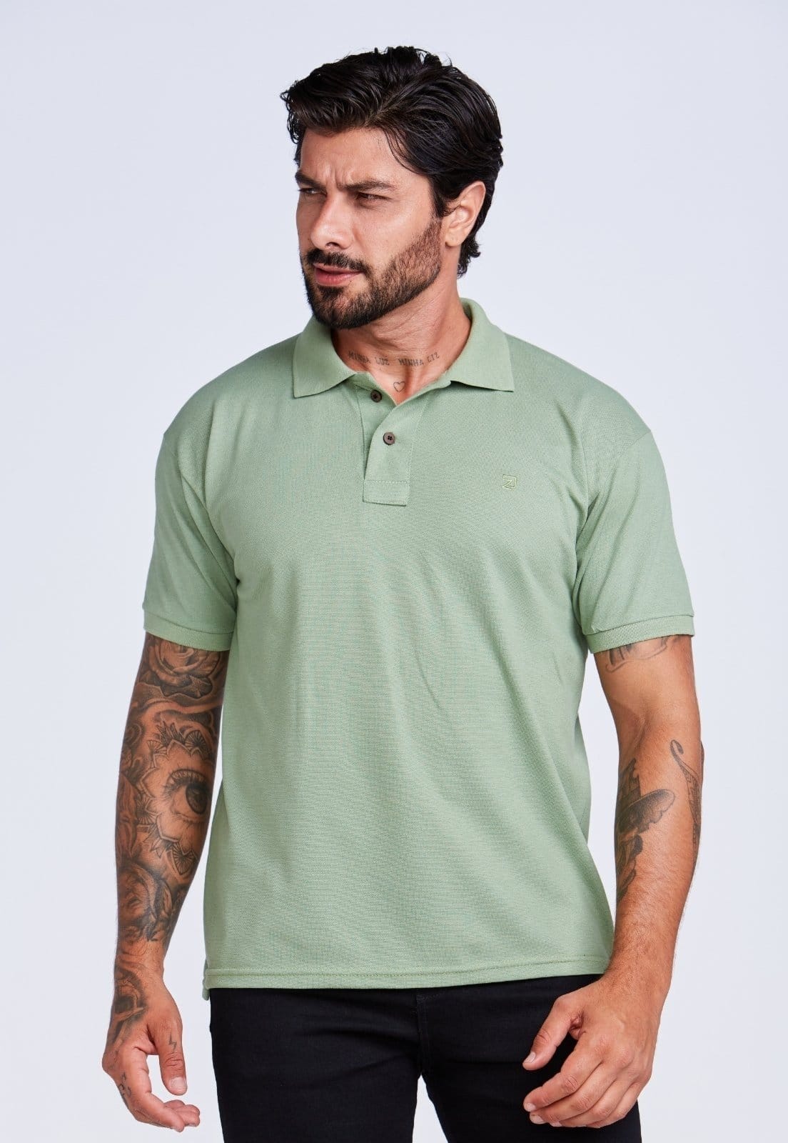 Vista principal Camisa Polo Piquet Masculina Daze Modas Daze Modas verde
