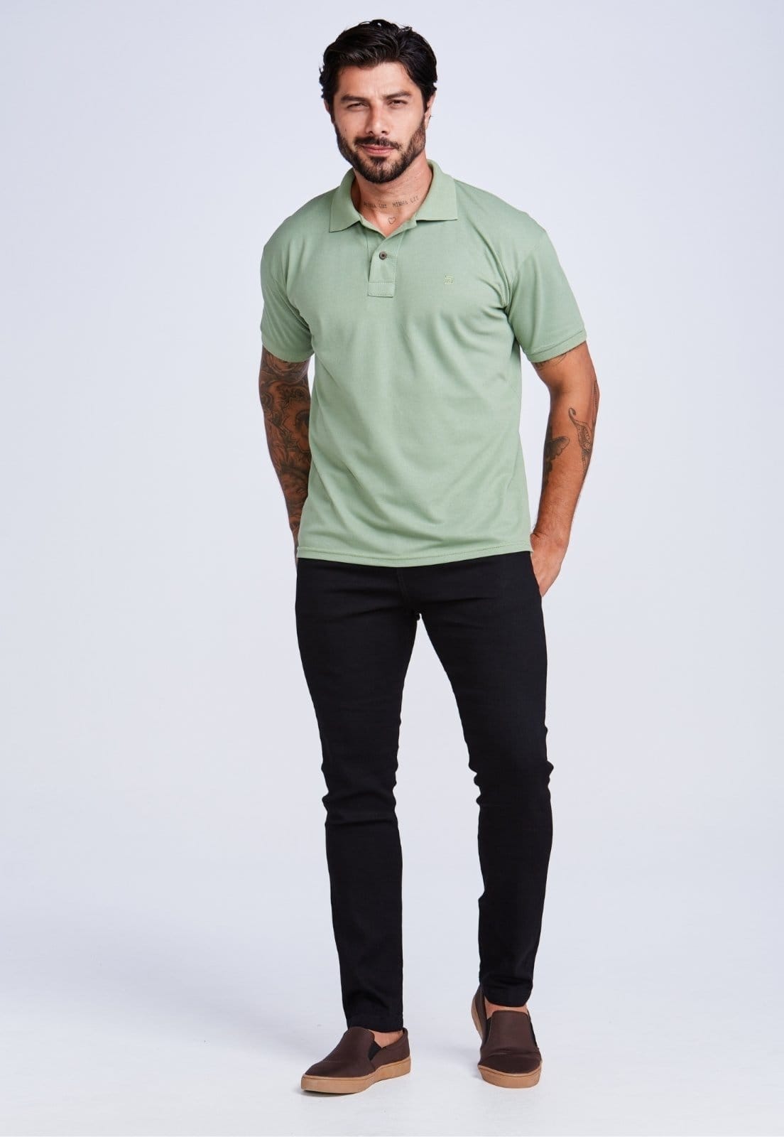Vista 2 Camisa Polo Piquet Masculina Daze Modas Daze Modas verde
