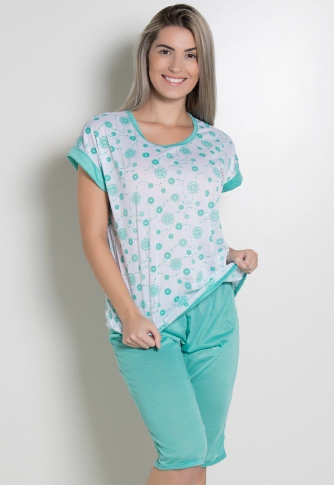 Vista principal Pijama Linha Noite Pescador Piscina Linha Noite verde