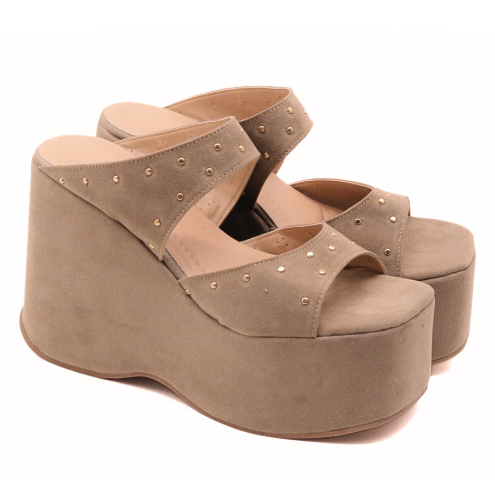 Sandália Feminina Anabela Camurça Aveia Plataforma Estilosa 182179