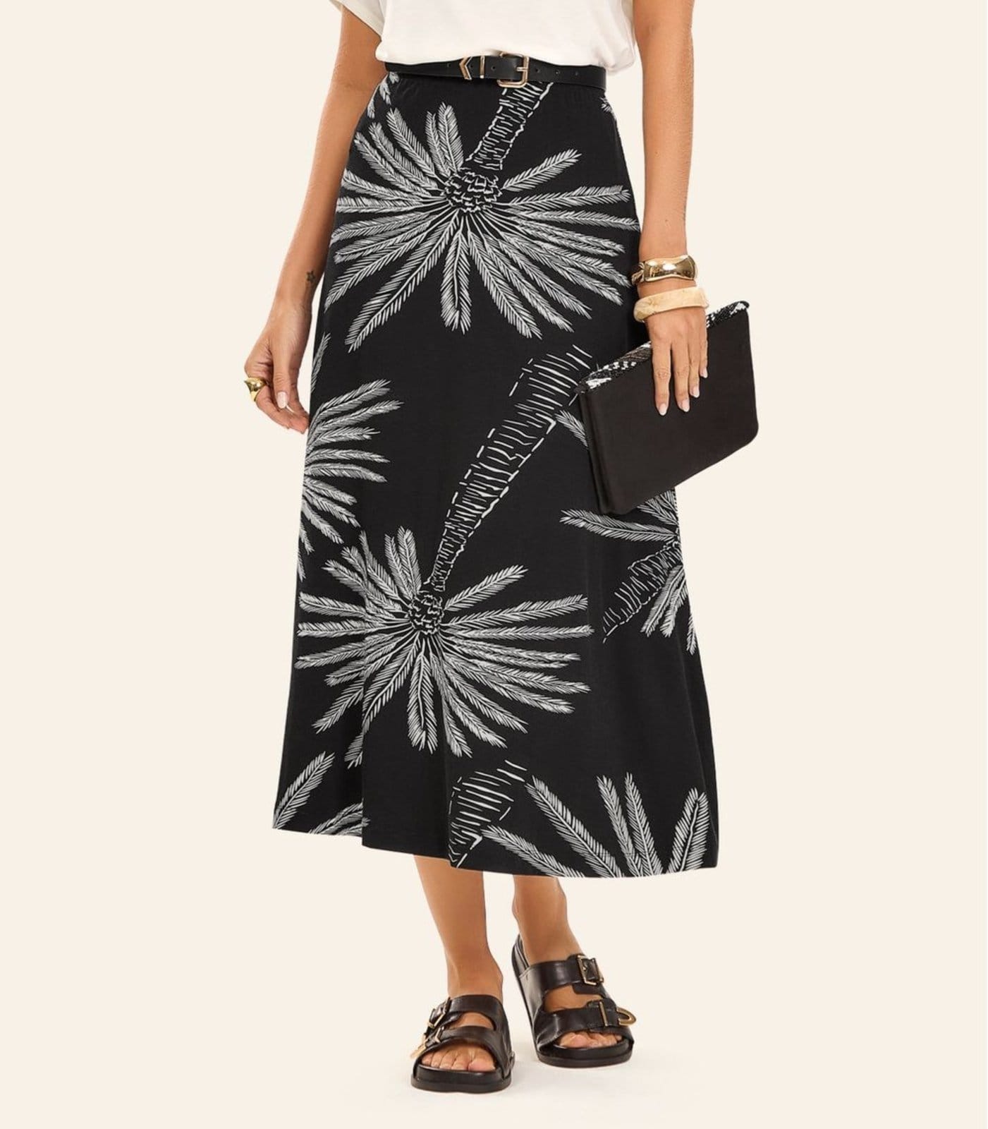 Vista 2 Saia Midi Feminina Viscotorcion Rovitex Rovitex preto