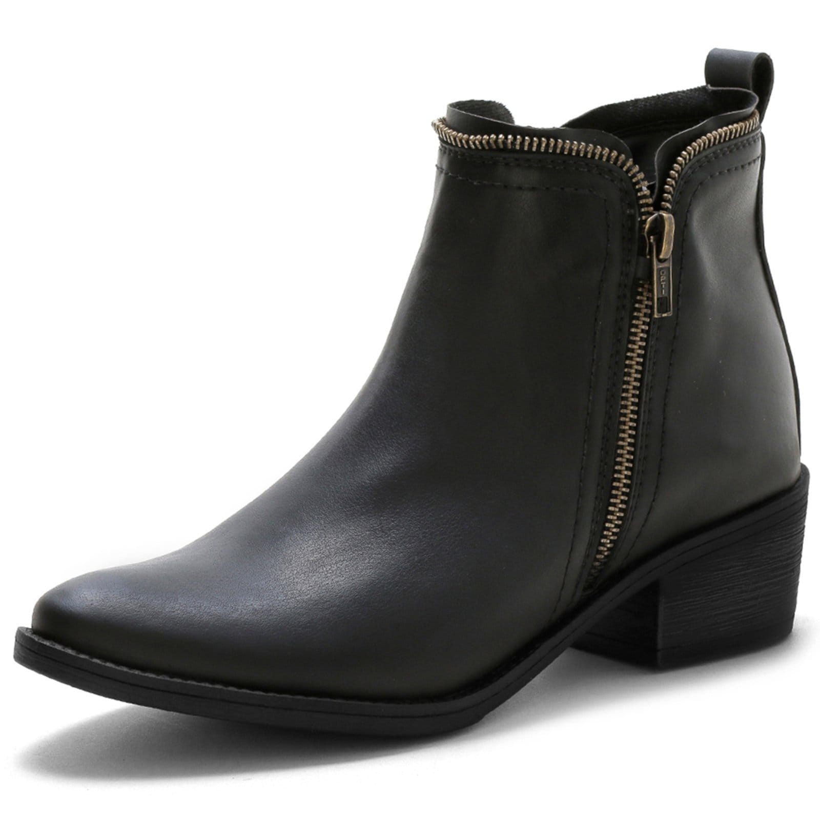 Vista 2 Bota Feminina Cano Curto Casual Confortavel Detalhe Zíper Preta BREDENI preto