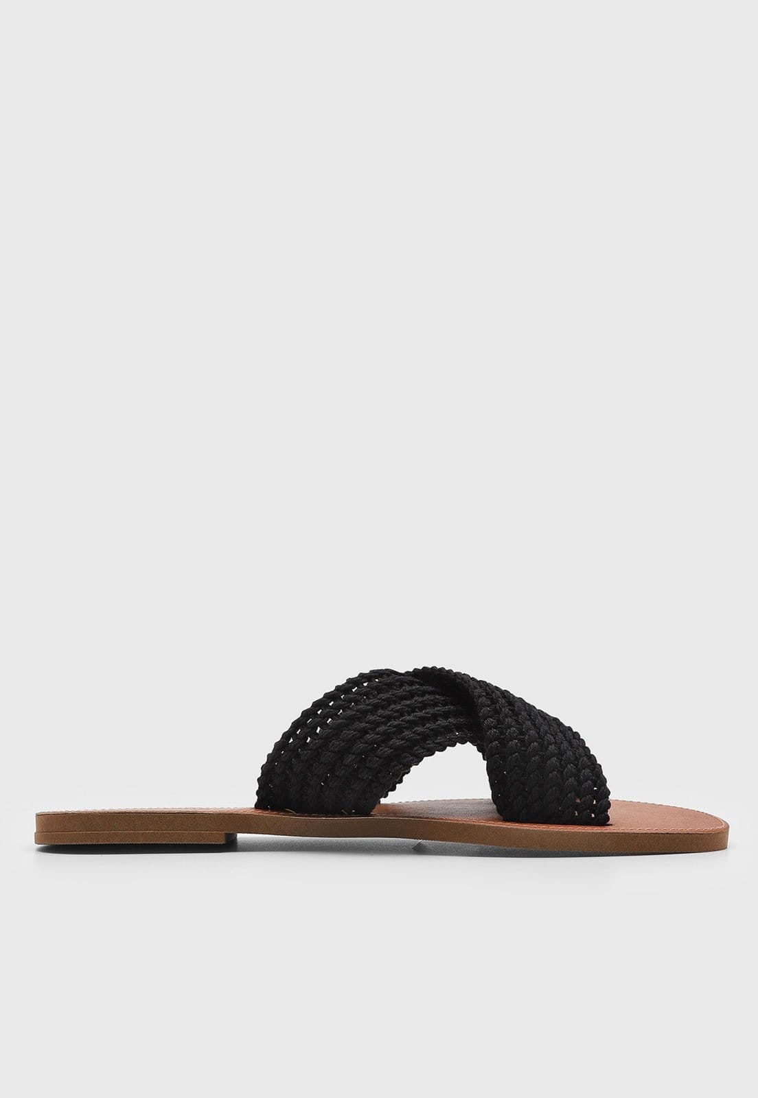 Vista 2 Rasteira Feminina Santa Lolla Tiras Tramadas Preta Santa Lolla preto