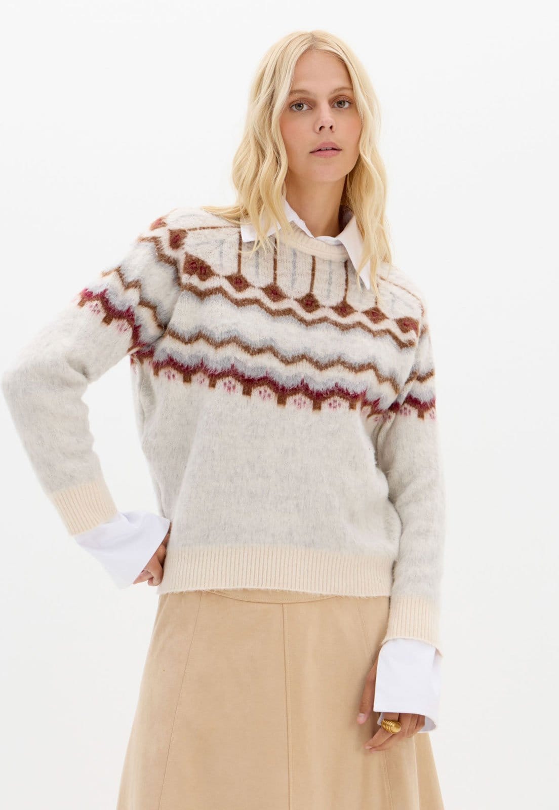 Vista principal Suéter Feminino Lança Perfume Estampa Geométrica Off-White Lança Perfume off-white white