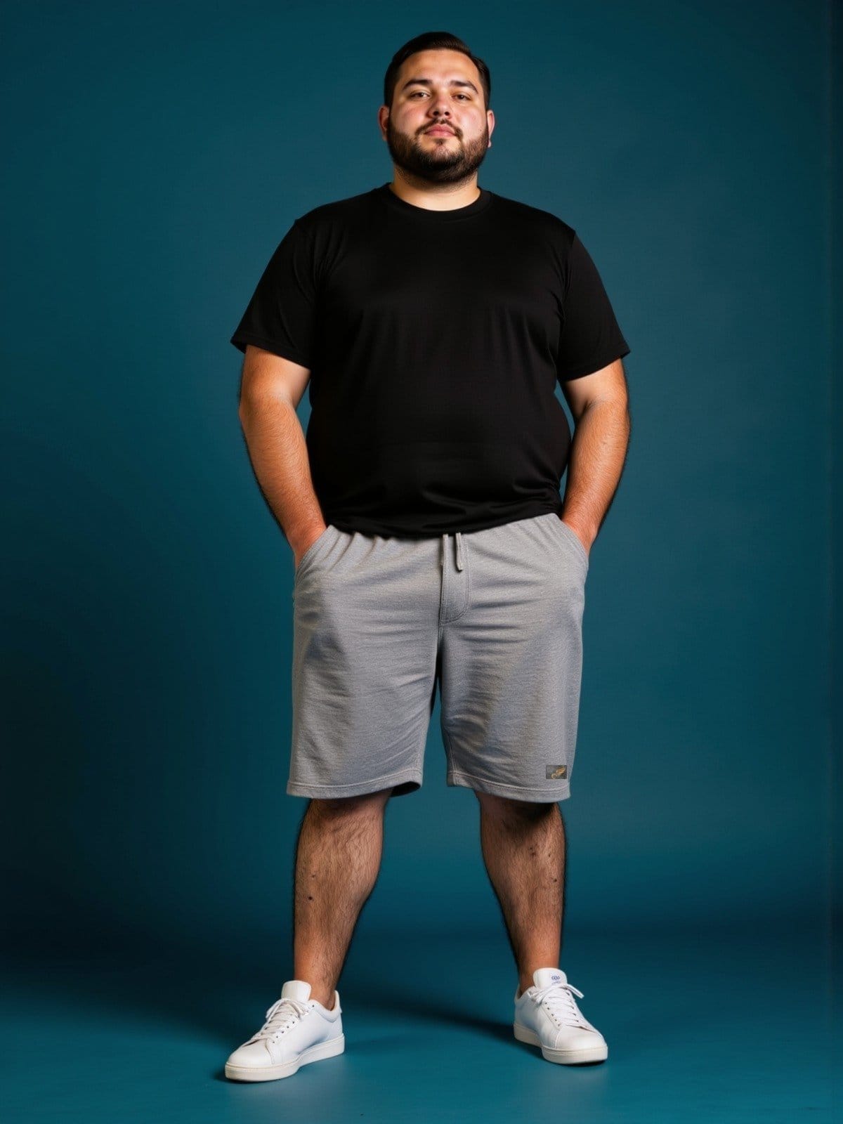 Vista principal Bermuda de Moletom Plus Size Shorts de Tamanhos Grandes G2 G3 Debex cinza