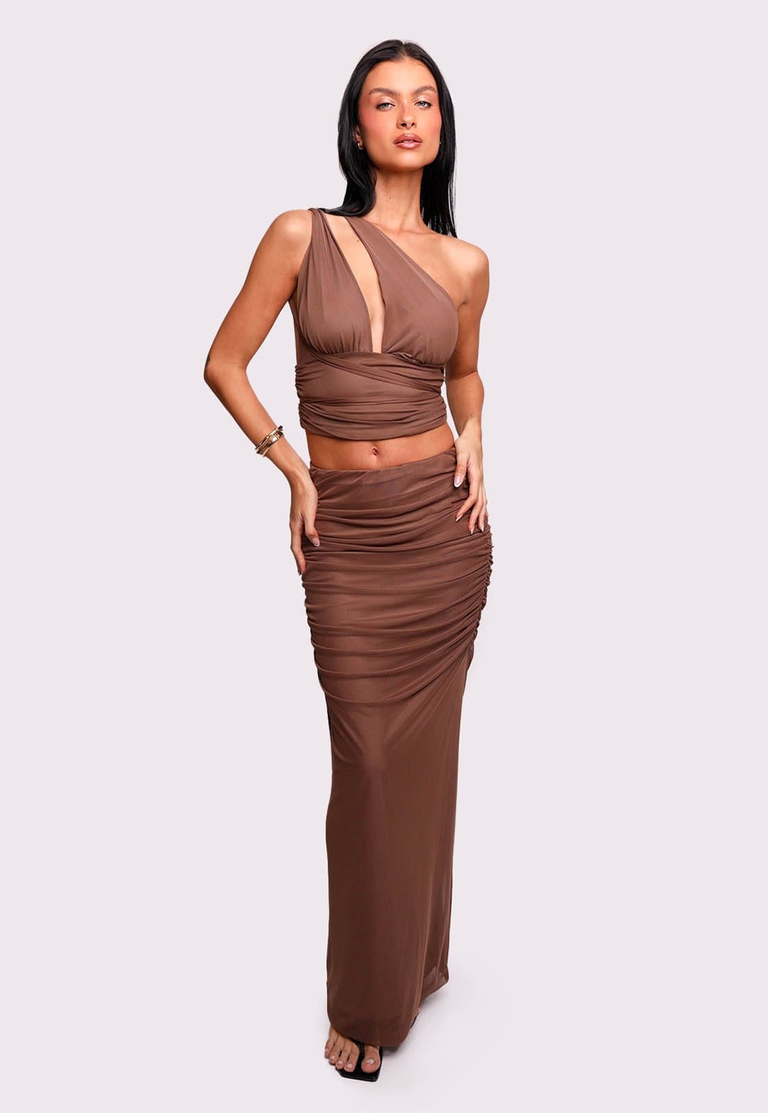 Vista principal saia em tule goddess Mundo Lolita mundololita marrom