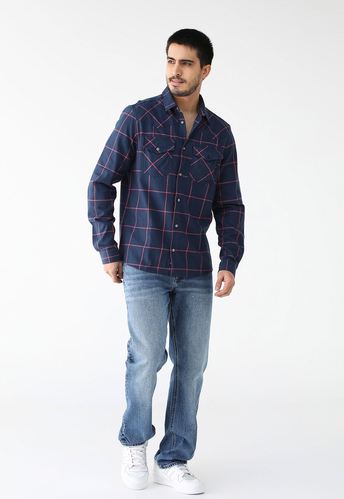 Vista 2 Camisa Colcci Reta Xadrez Azul-Marinho Colcci azul marinho