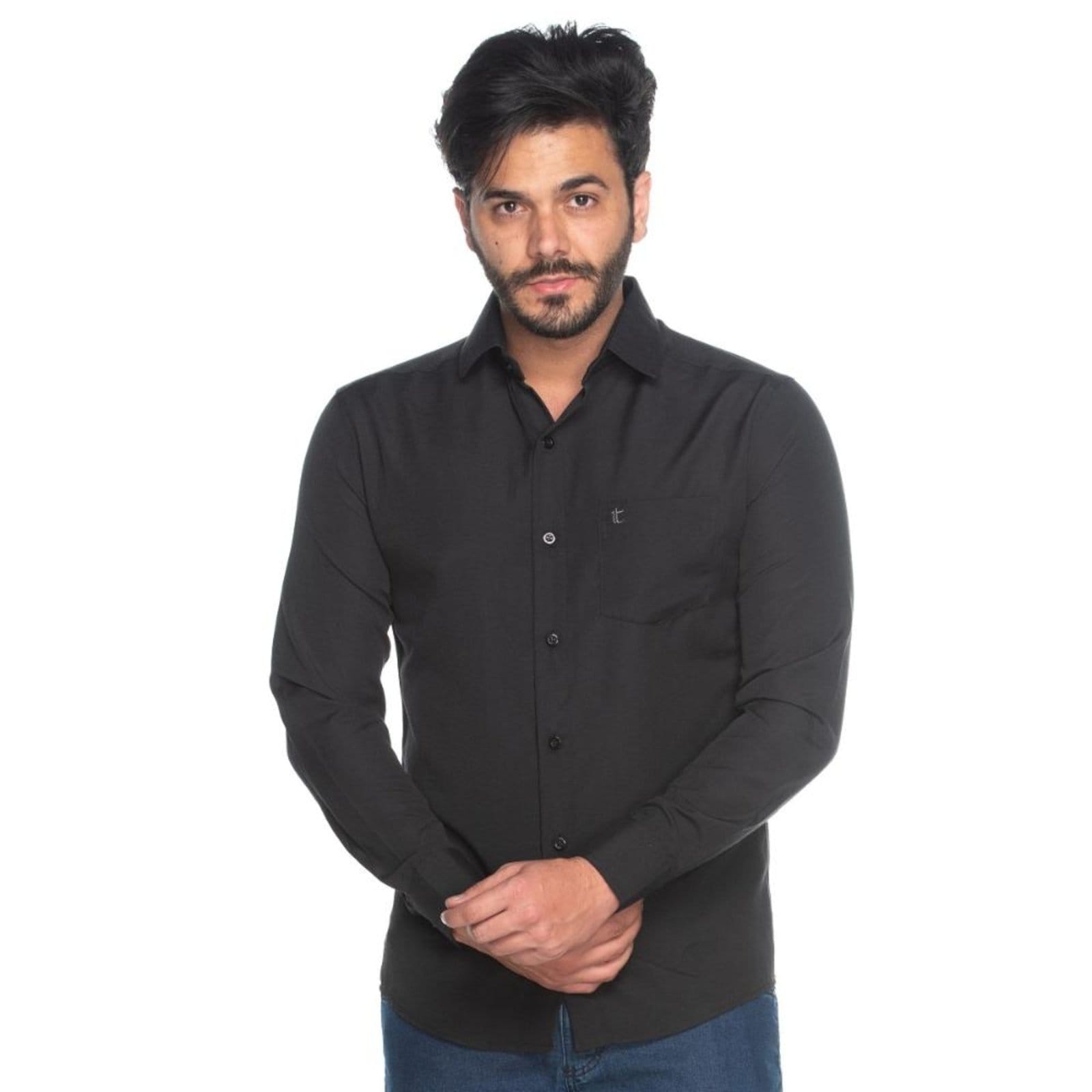 Camisa Social Masculina Teodoro Manga Longa Slim Fit Casual Amarelo