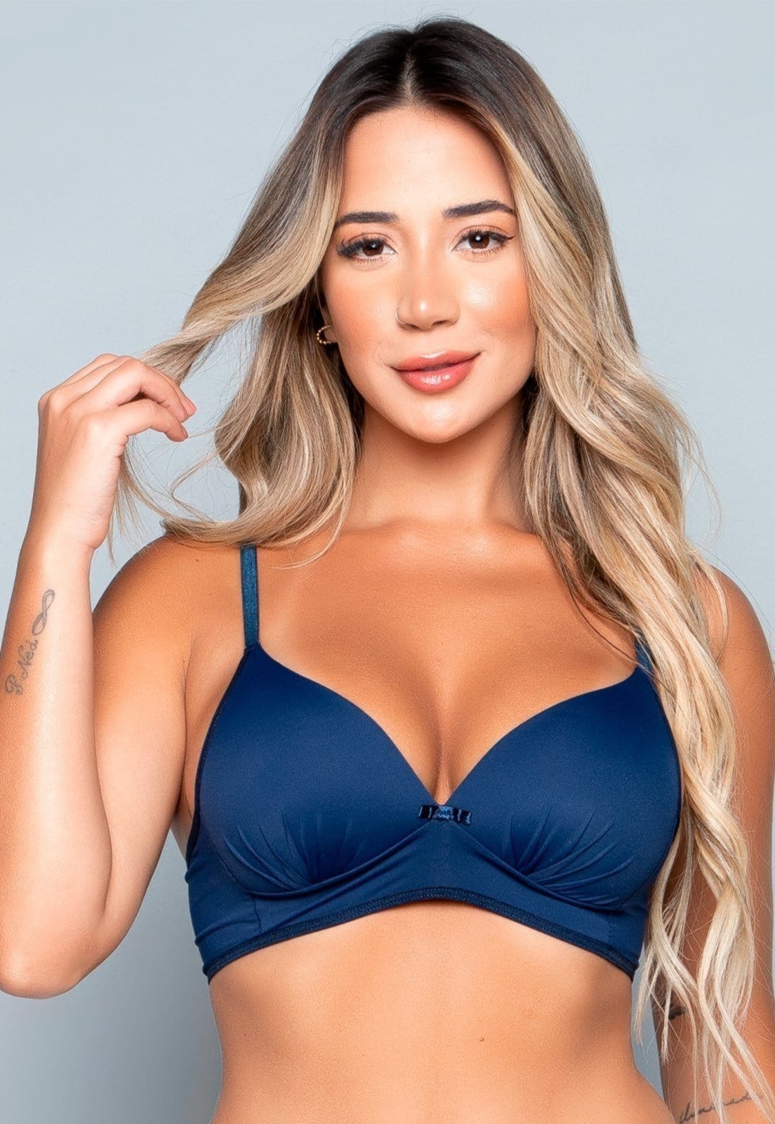 Vista 2 Sutiã Vekyo com Bojo Molinho Flex sem Arco Soft Marinho VEKYO azul