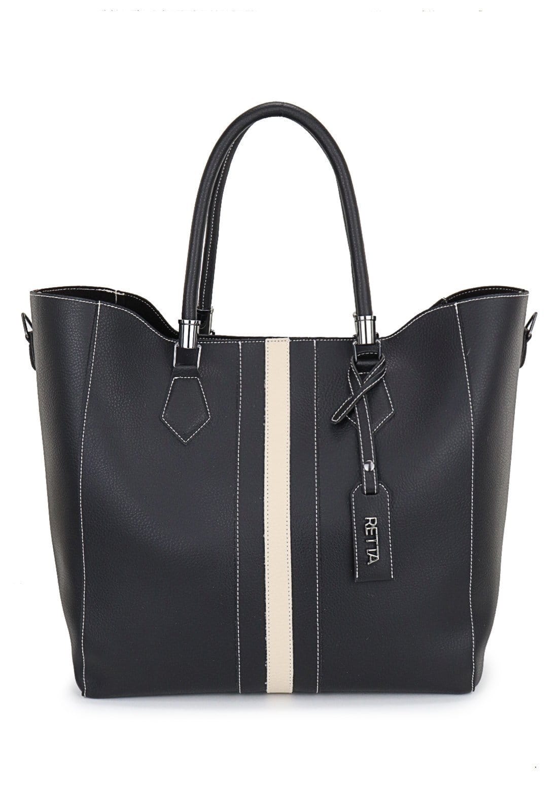 Vista 2 Bolsa Feminina Saco Transversal e de Mão Retta Oficial Preta e Marfim Retta Oficial preto