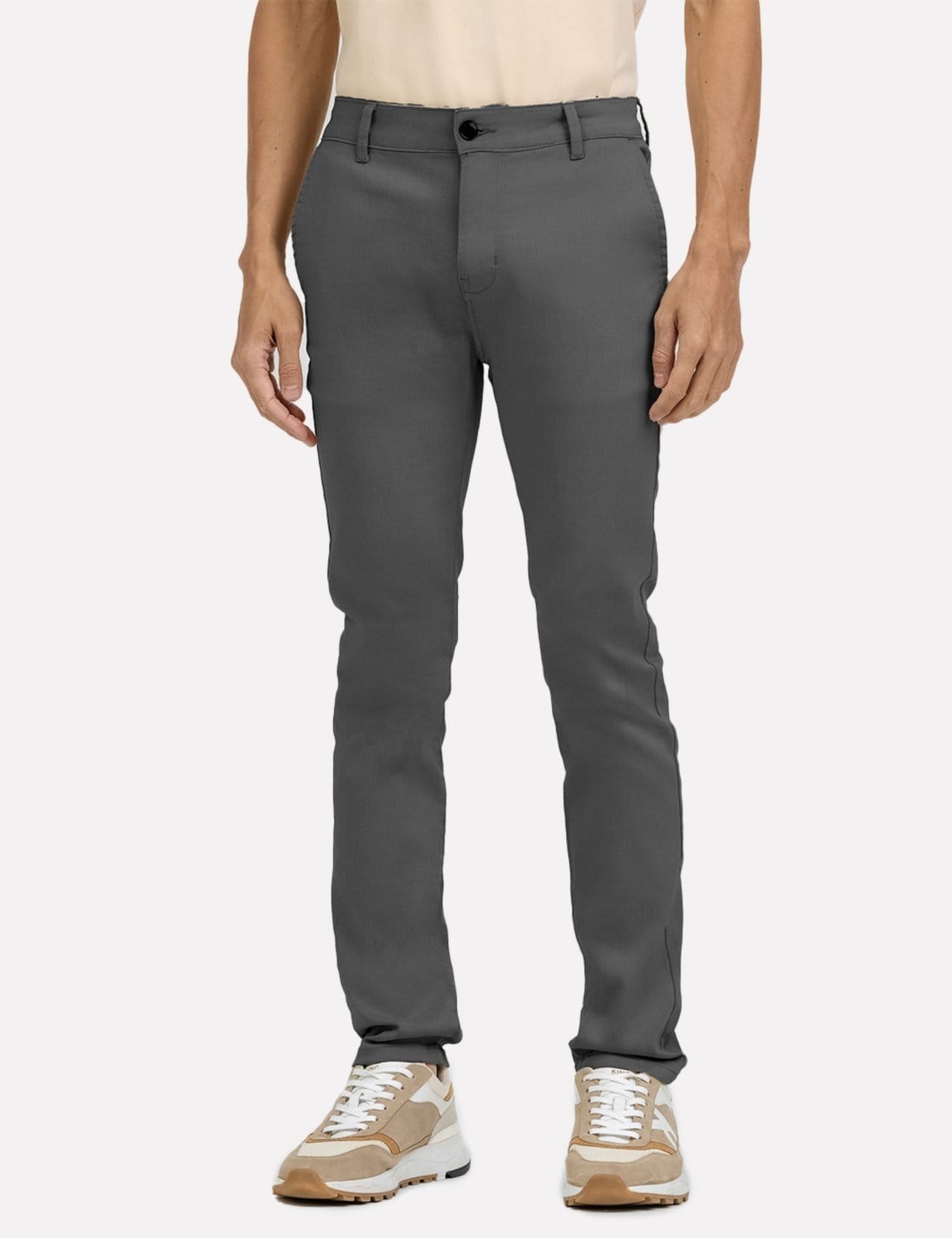 Calça K&J Black Masculina Slim Sarja Chumbo