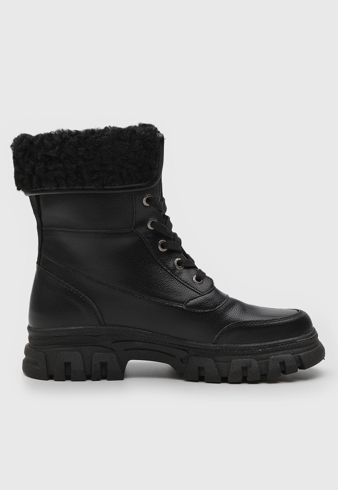 Vista 2 Bota Tratorado Mooncity Peludo Preta Mooncity preto