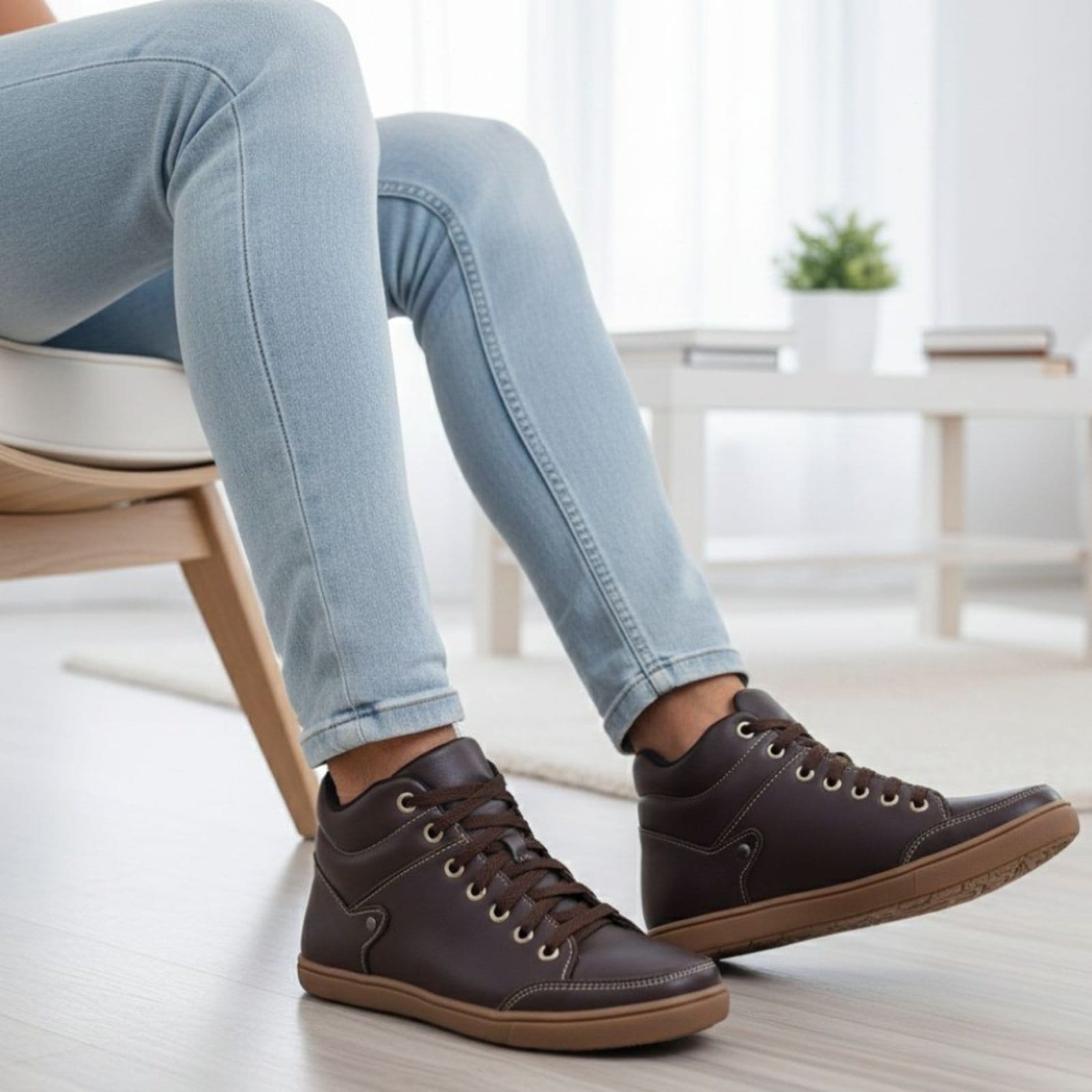 Vista principal Bota Botinha Feminina Café Sem Salto Comfort ROMEU E JULIETA SHOES marrom