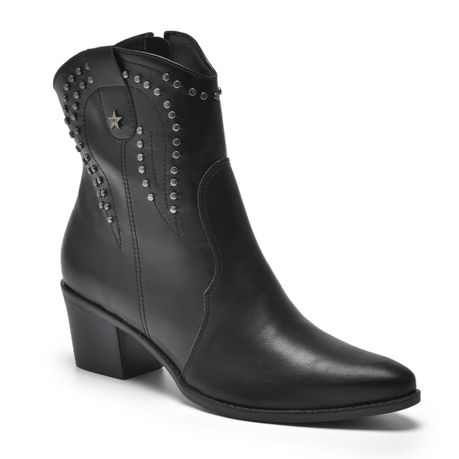 Vista principal Bota Western Via Marte 090-012-01 Feminina - Preta VIA MARTE preto
