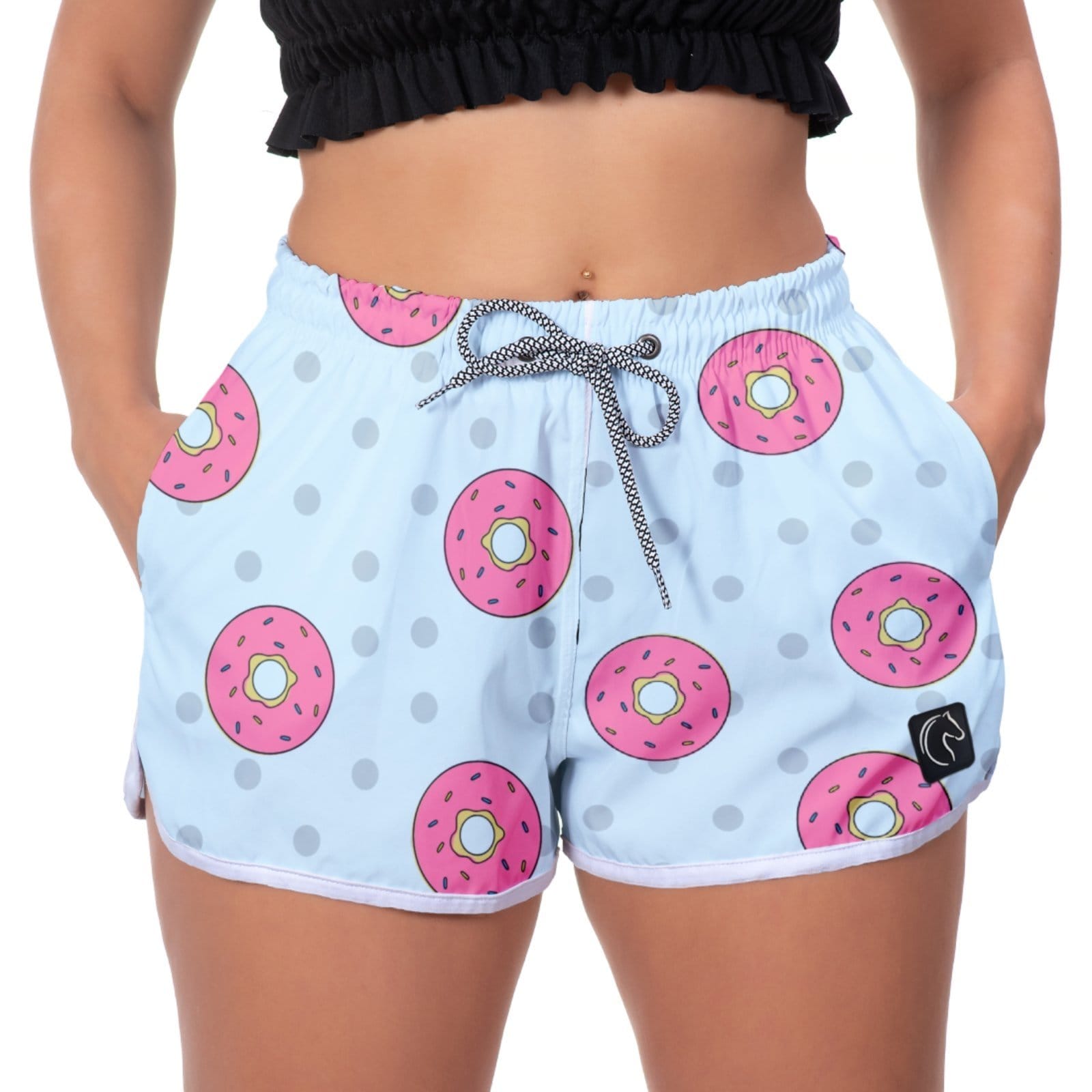 Short Feminino W2 Premium com Elástico e Cordão Ajustável Bolsos Laterais e Secagem Rápida Casual Praia ou Academia Rosquinhas Rosa