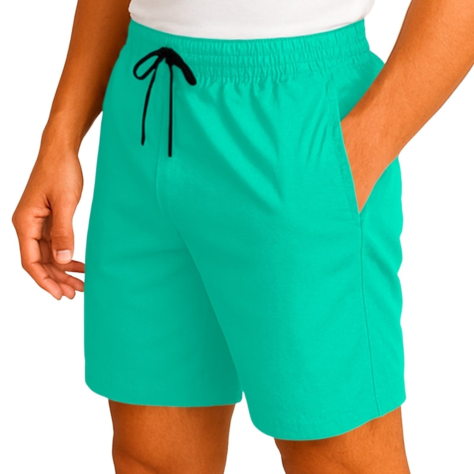 Vista 2 Short Tactel Leve Relaxado Moda Praia Liso Bermuda Masculina água Relaxado verde