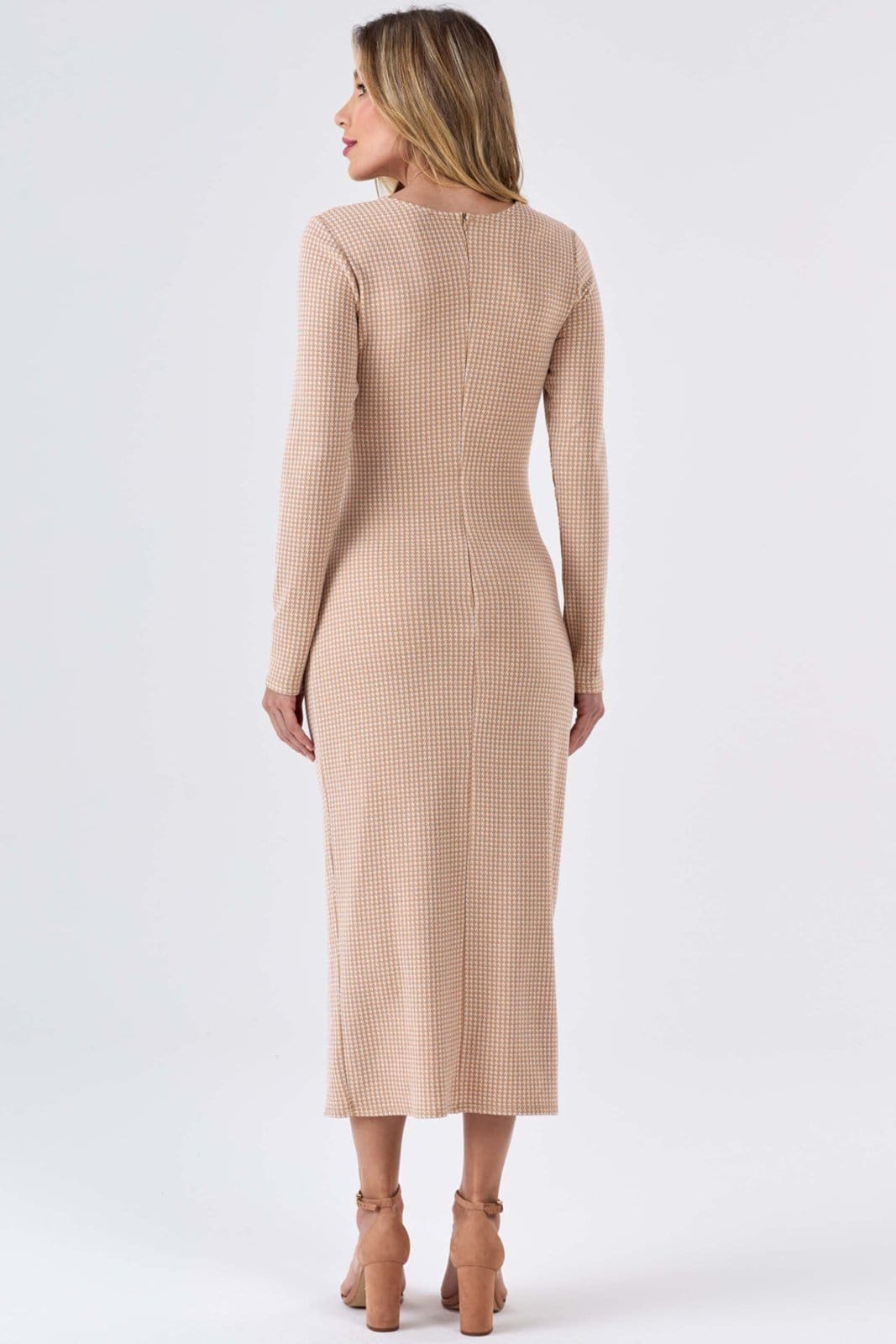 Vista principal Vestido Midi PKS Jacquard Pied De Poule PKS bege