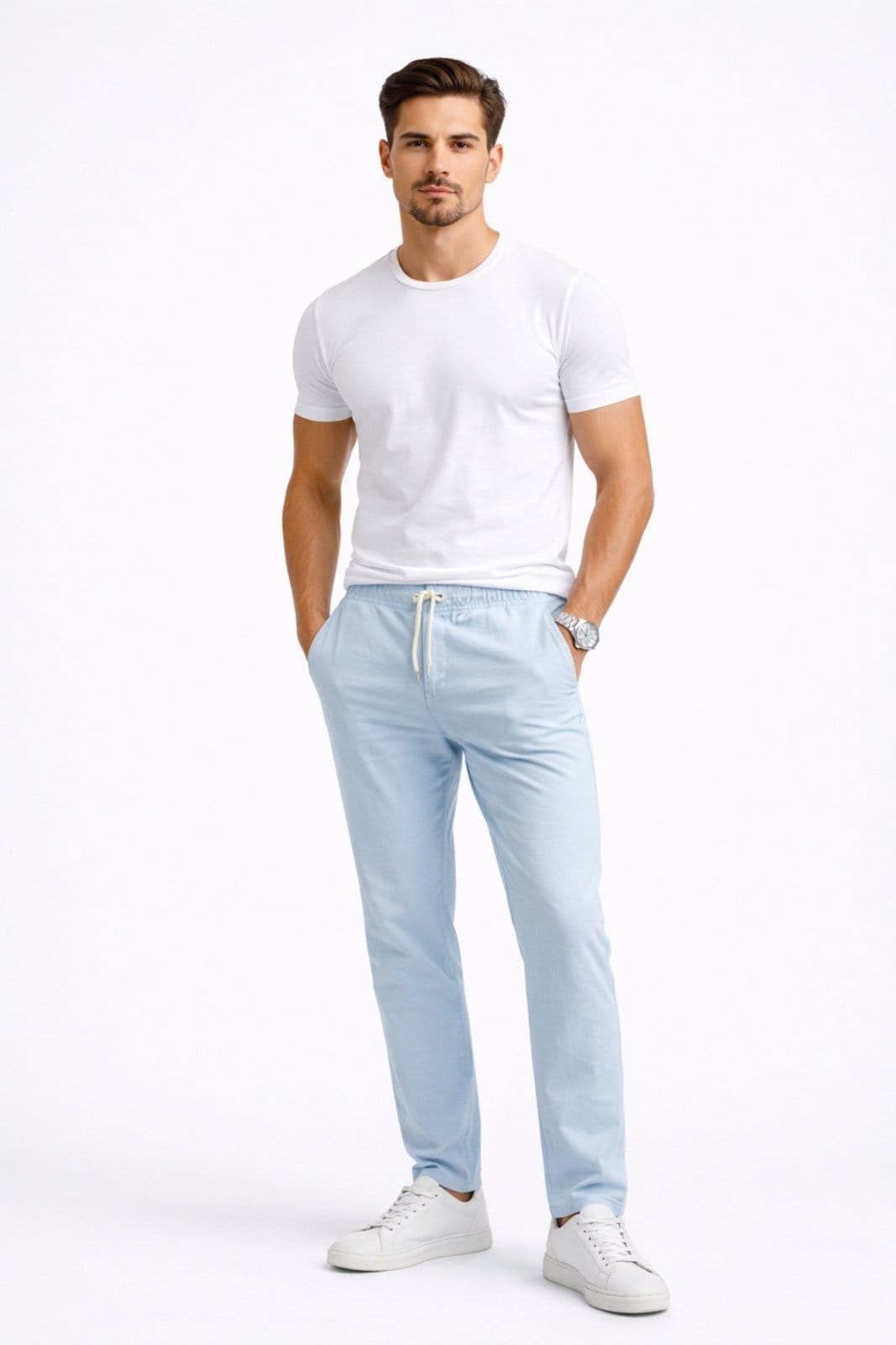 Vista principal Calça D Bell Outlet Fashion Em Linho Claro D BELL OUTLET FASHION azul