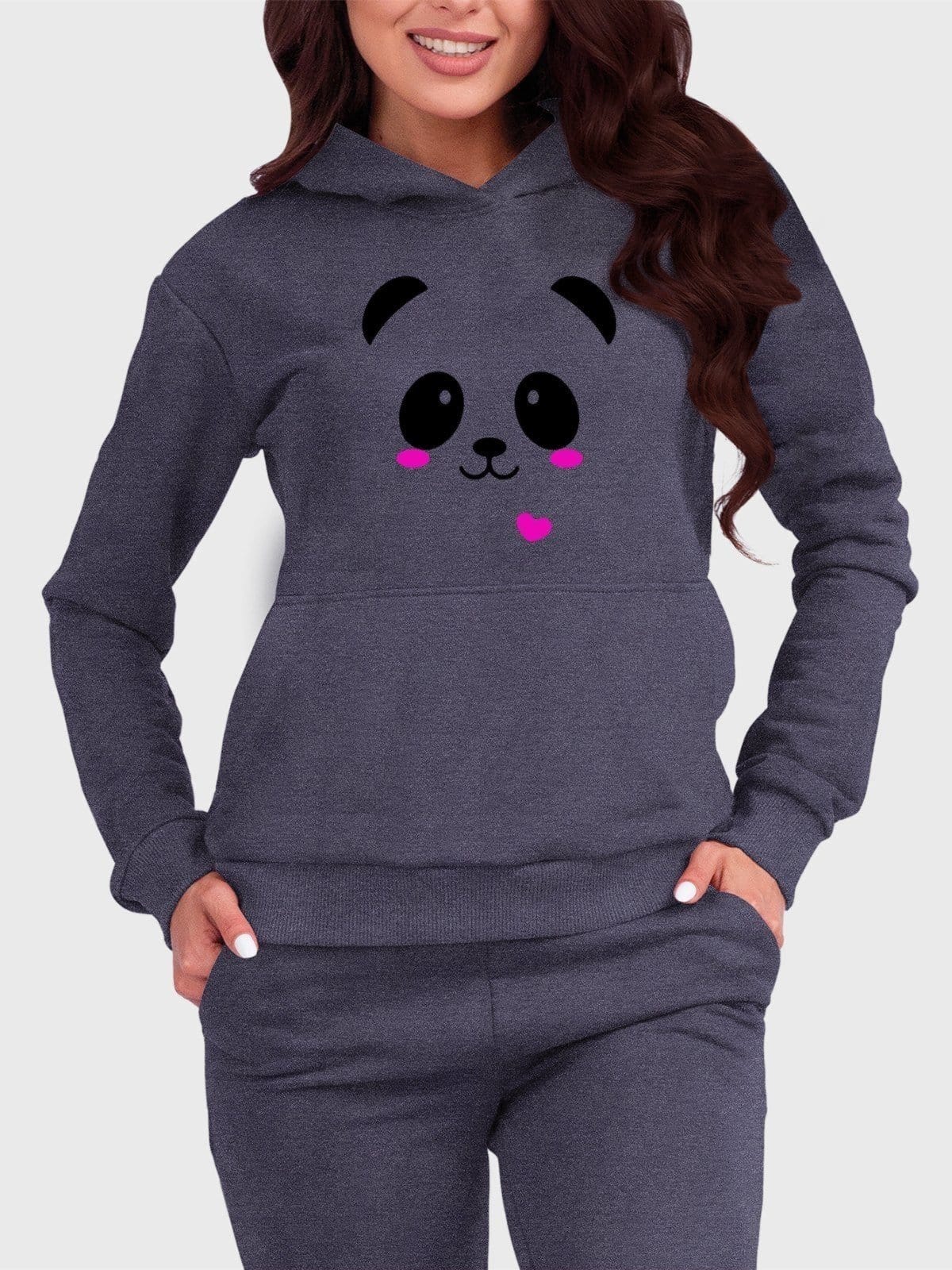 Vista principal Blusa de Frio Moletom Canguru Flanelado Benellys Panda Chumbo Benellys grafite