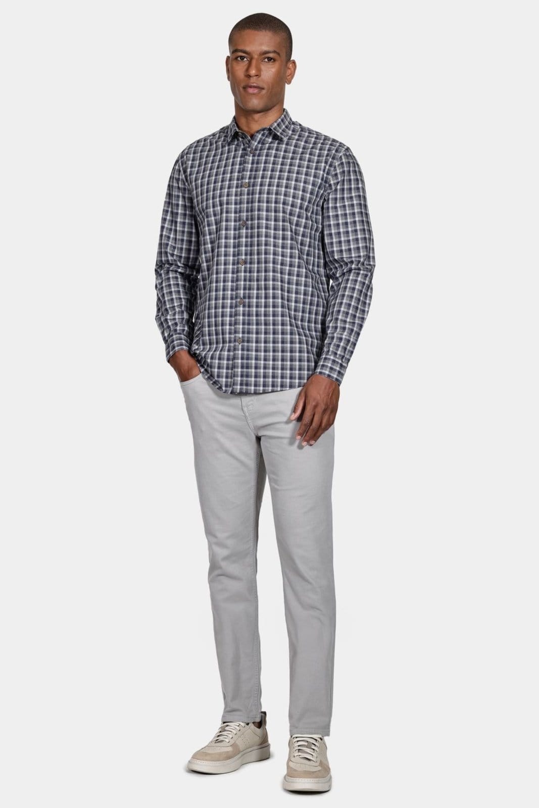 Vista 2 Camisa Aramis Manga Longa Regular Xadrez Cinza/Azul Jeans Aramis cinza azul