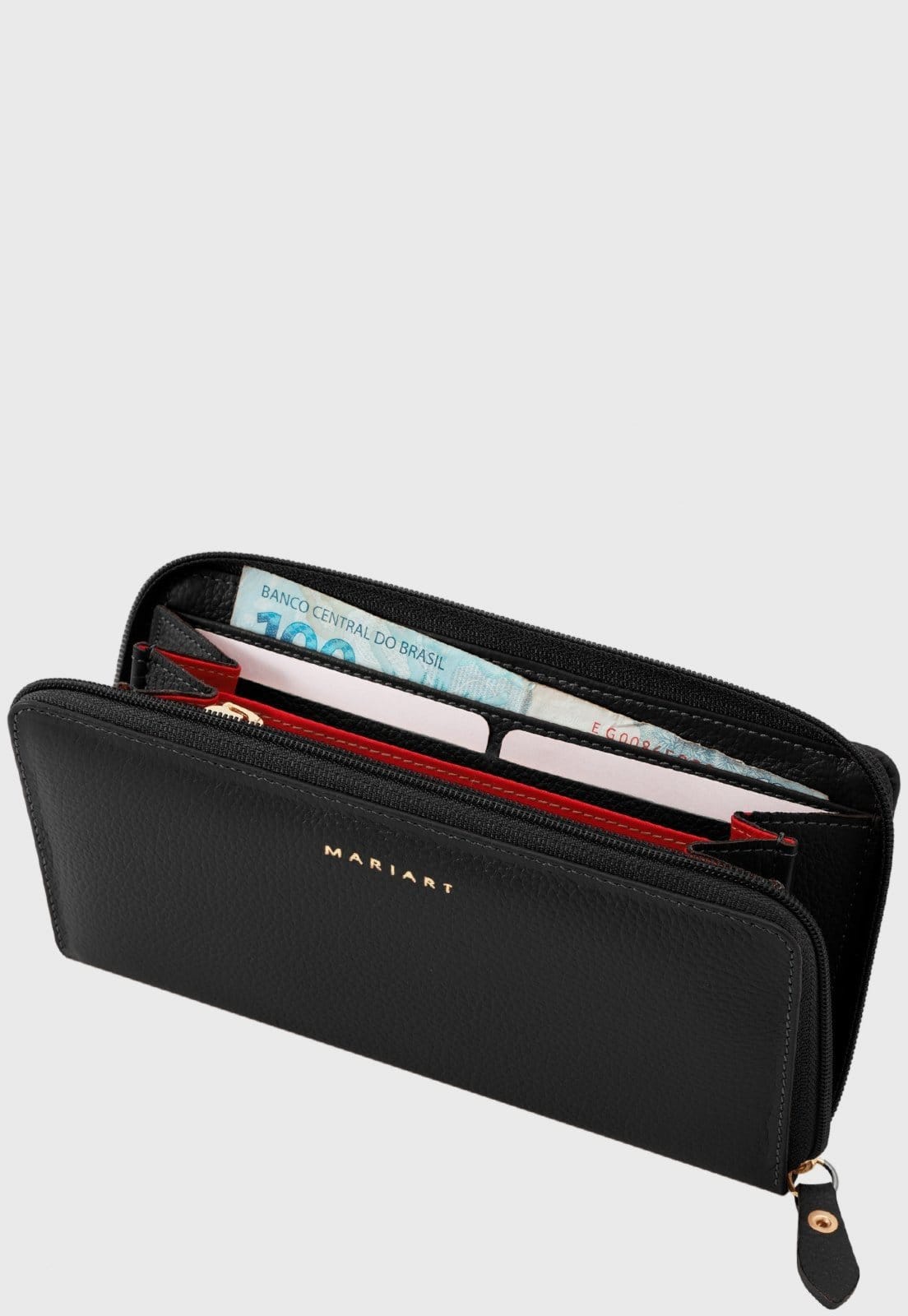 Vista 2 Carteira de Couro Mariart 601N Preta Mariart preto