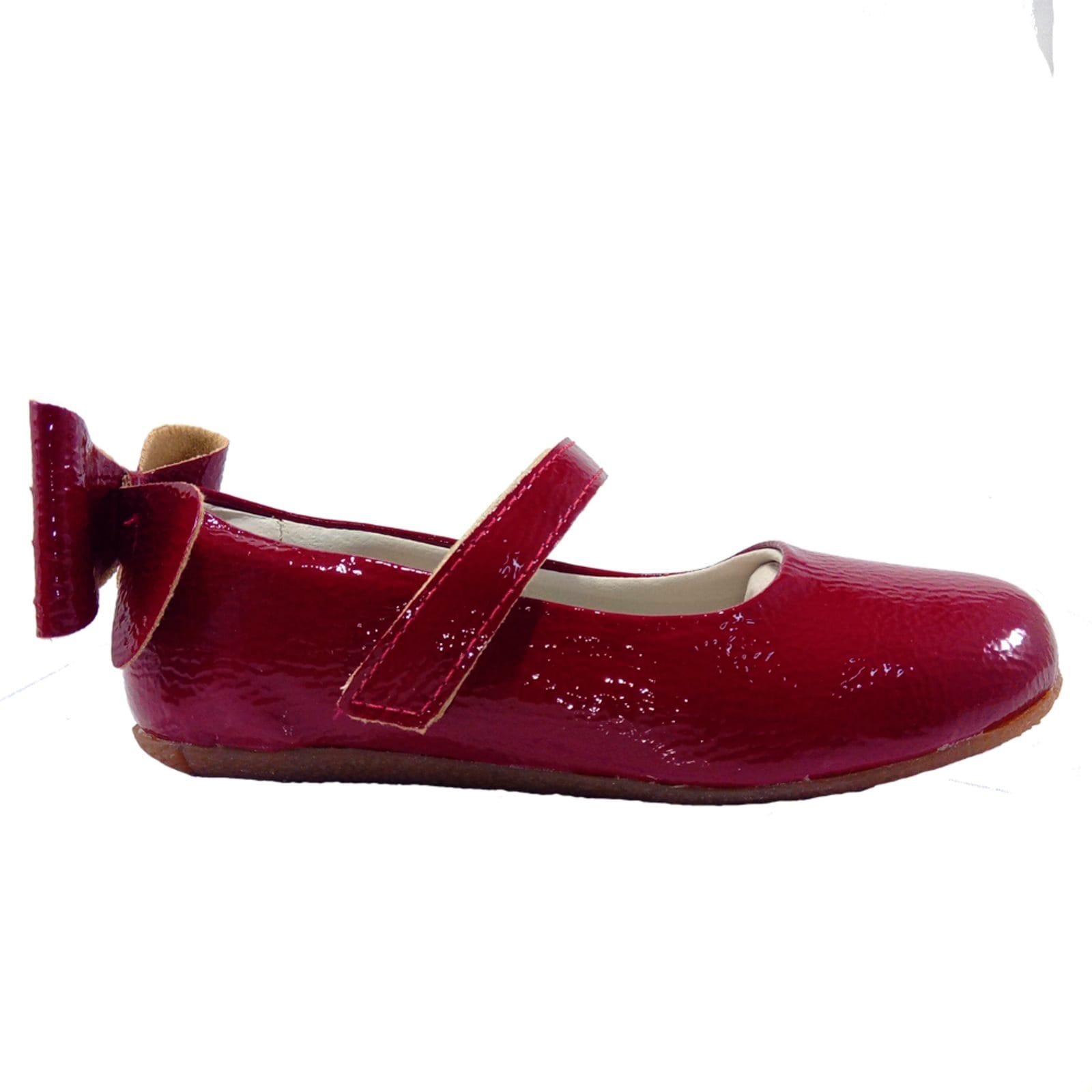 Vista 2 Infantil - Sapatilha Menina Bailarina Casual Sapato Boneca Enfeite Laço Atrás Kimey Verniz Vermelho Kimey branco