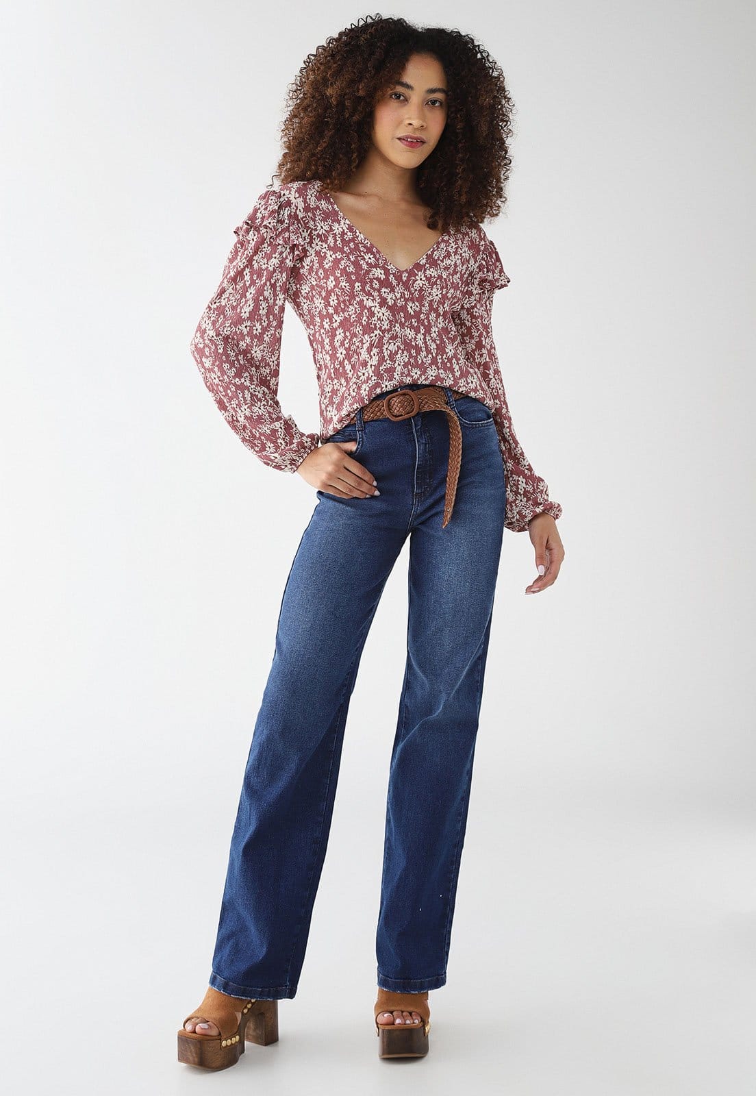 Vista 2 Calça Jeans Feminina Colcci Jeans Reta Colcci Jeans azul