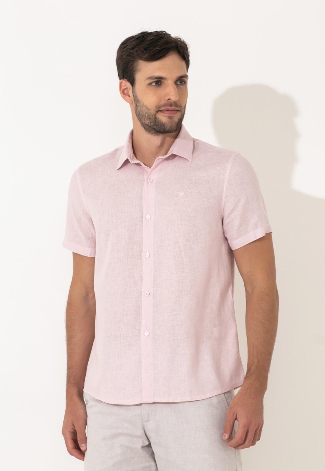 Vista 2 Camisa Linho Slim Traymon Claro - Gg Traymon rosa