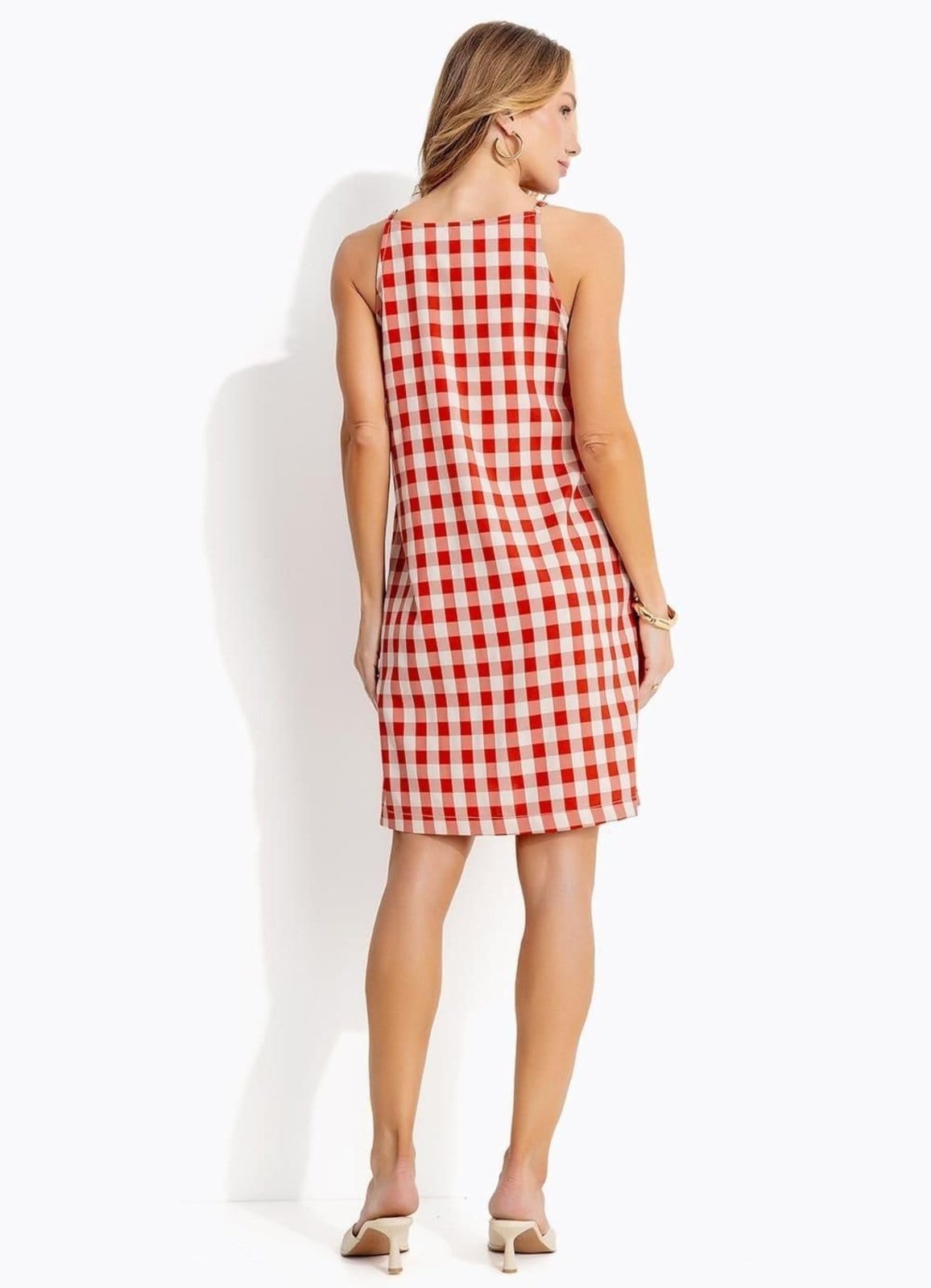 Vista 2 Vestido Em Tecido De Poliéster Vichy Quintess vermelho