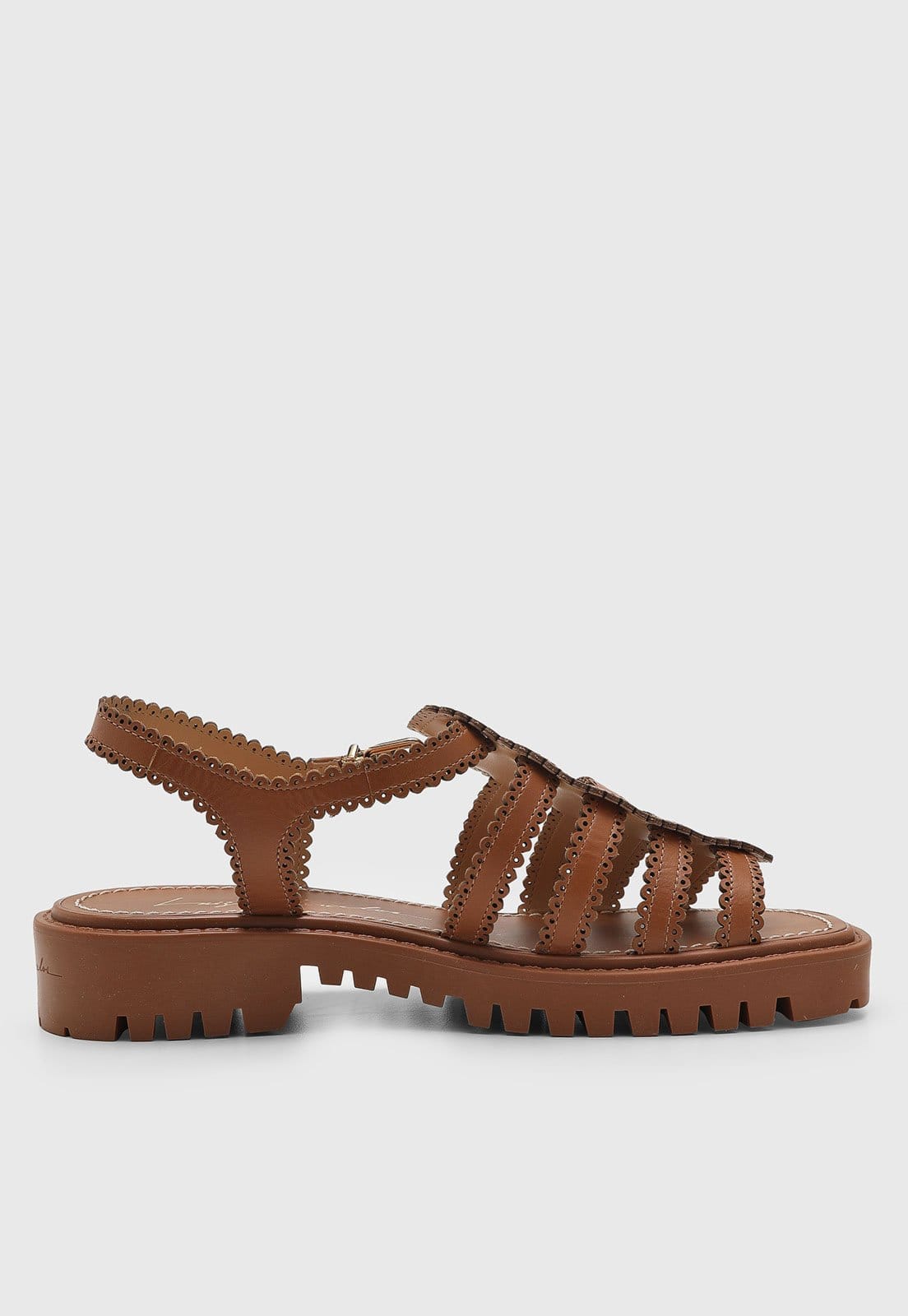 Vista 2 Sandália Feminina Luiza Barcelos Tiras Recortes Luiza Barcelos marrom