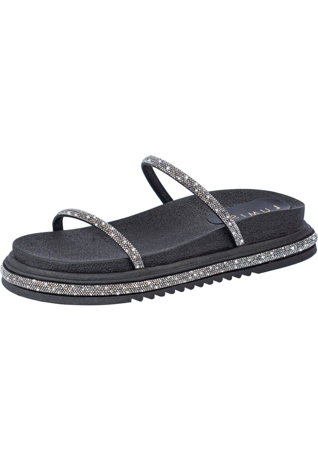 Papete Feminina Sandália Strass Lumiss Confortável Brilho Crital Flatform Plataforma