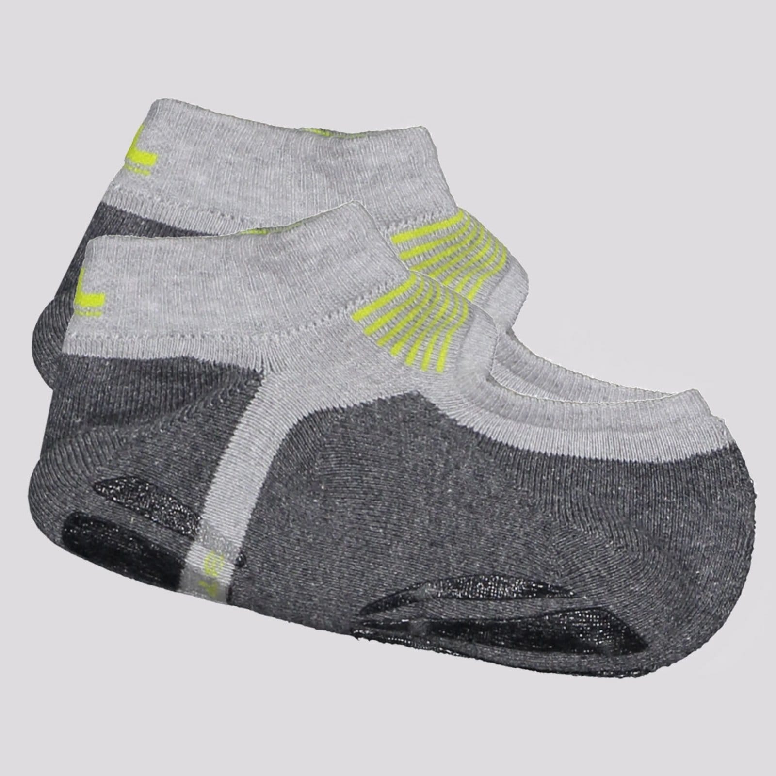 Vista principal Meia Lupo Performance Sapatilha Pilates Feminina Cinza e Verde Lupo cinza verde