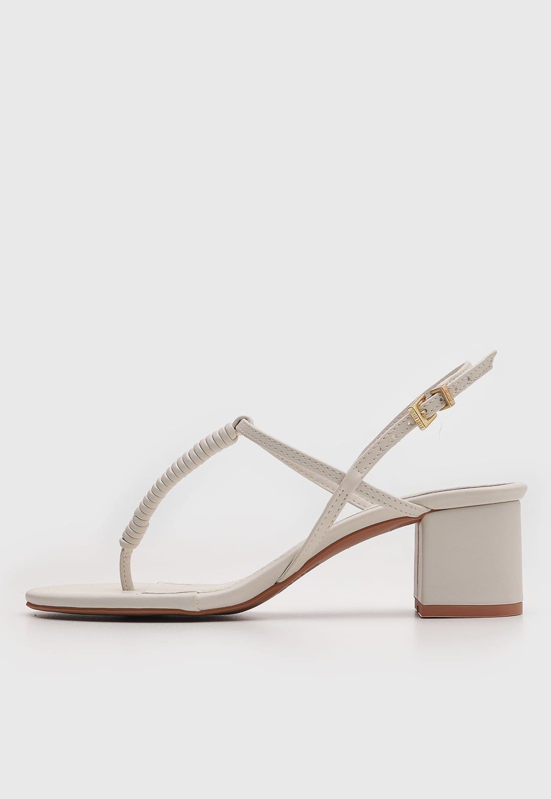 Sandália Feminina Santa Lolla Salto Bloco Tiras Torcidas Off-White