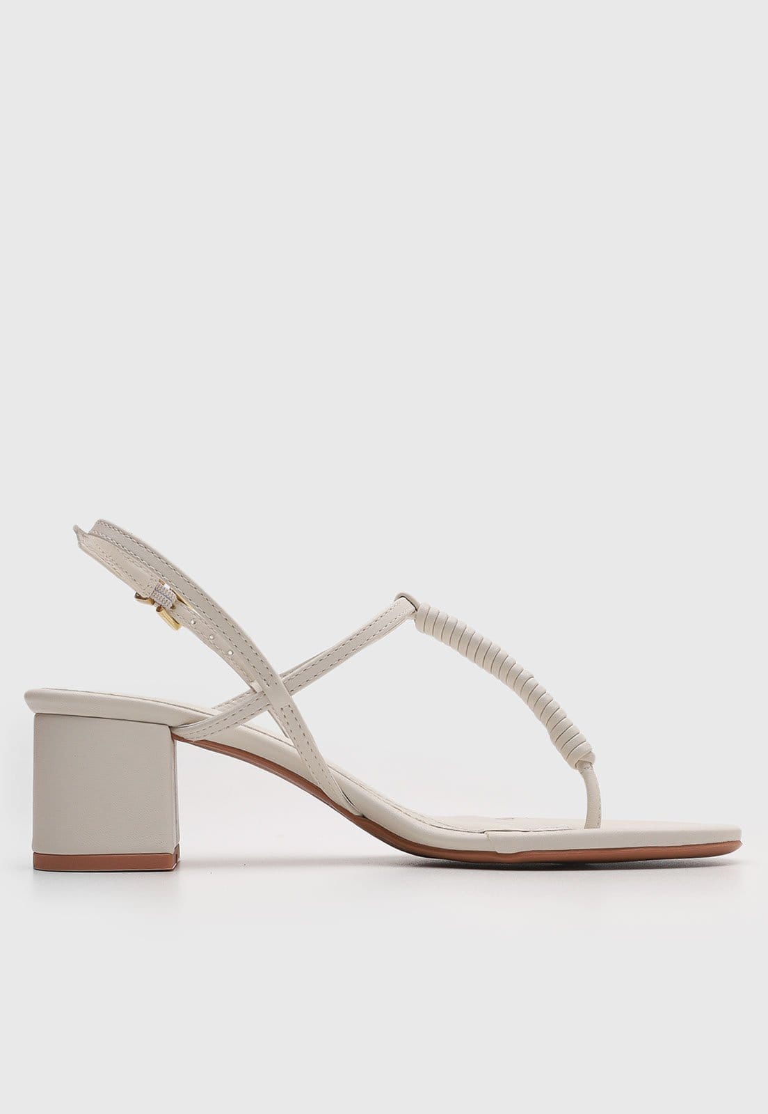 Vista 2 Sandália Feminina Santa Lolla Salto Bloco Tiras Torcidas Off-White Santa Lolla off-white white