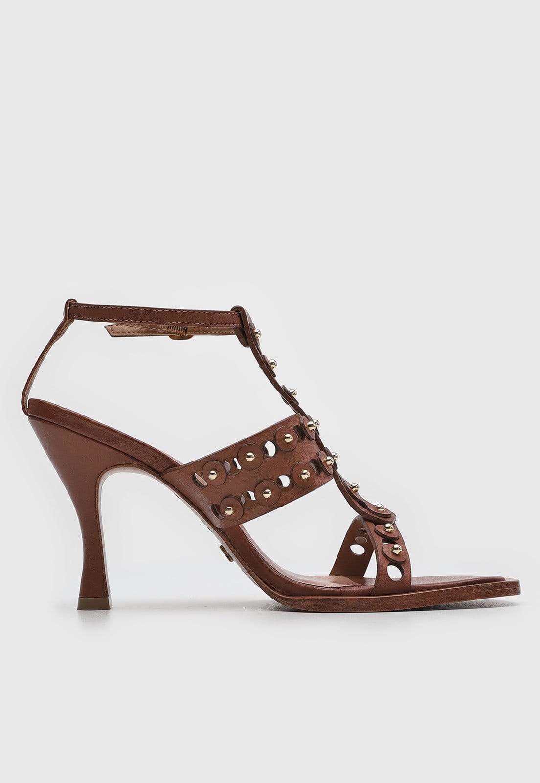 Vista 2 Sandália Feminina Vicenza Salto Médio Tachas Vicenza marrom