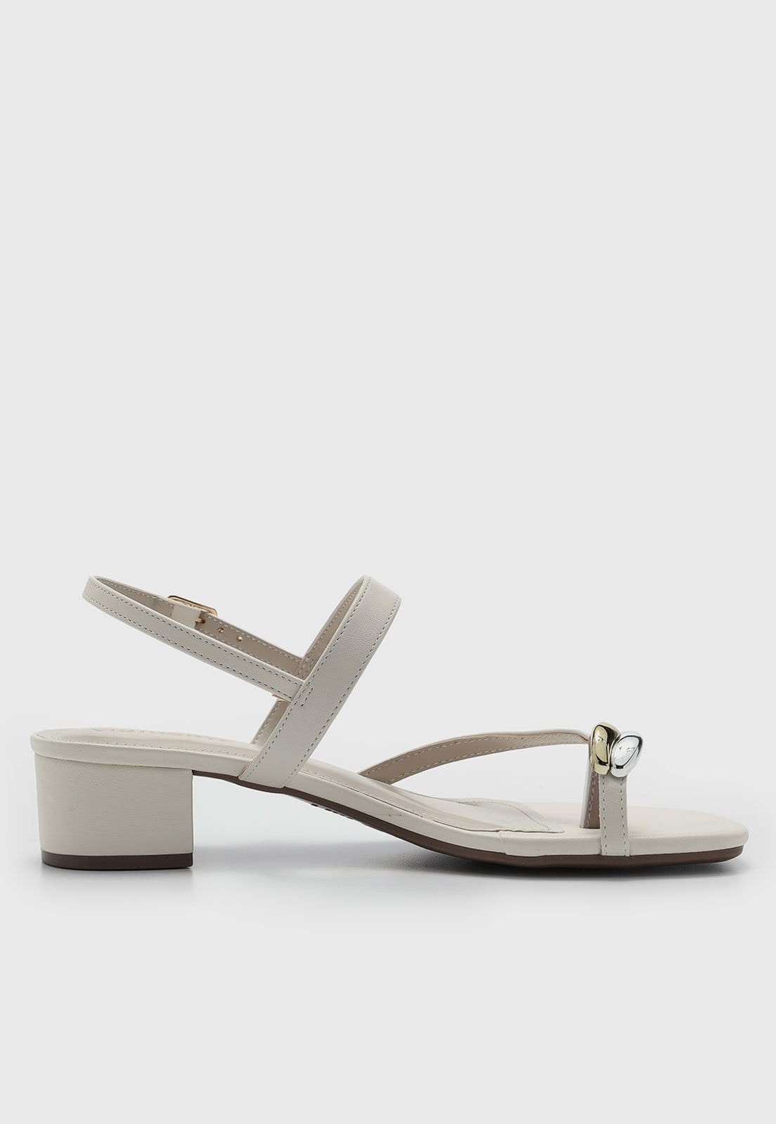 Vista 2 Sandália Baixa Feminina Via Marte Tiras Adorno Metálico Branca VIA MARTE branco