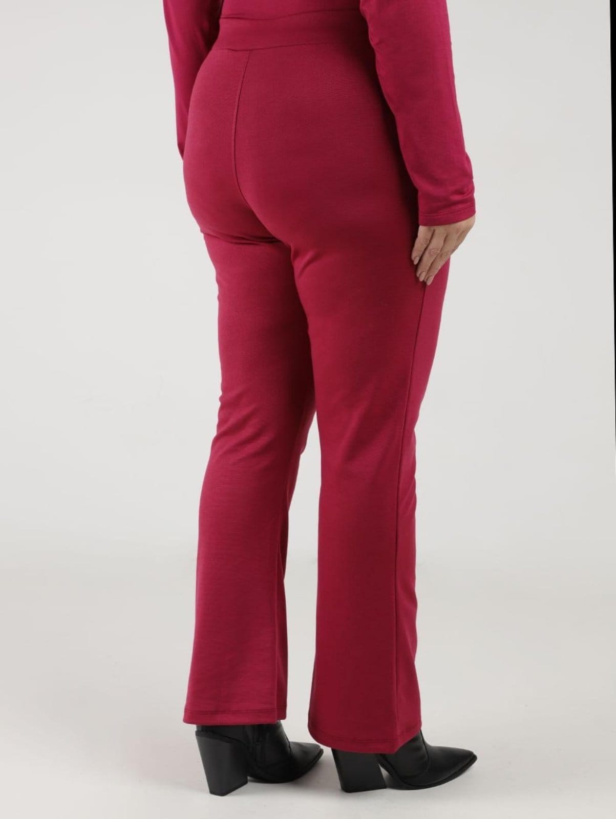 Vista 2 Calça Flare Plus Size Feminina BORDO Bright Girl'S vermelho