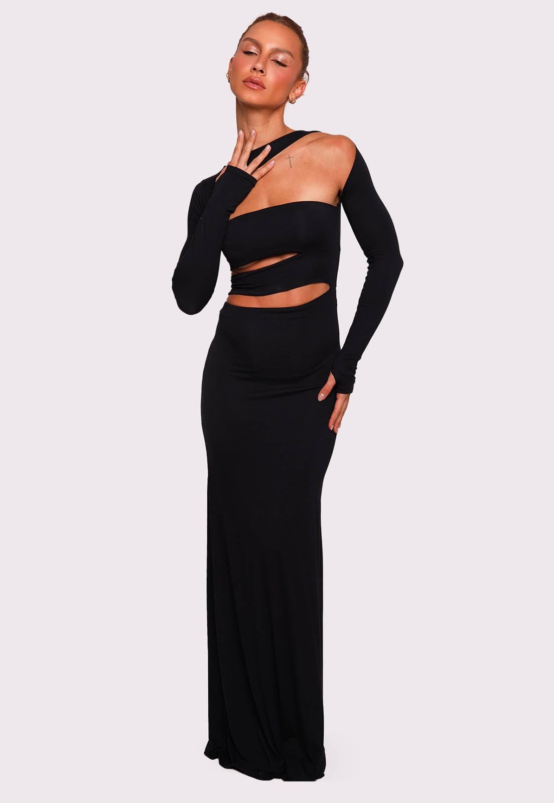 Vista principal vestido catwalk longo Mundo Lolita mundololita preto