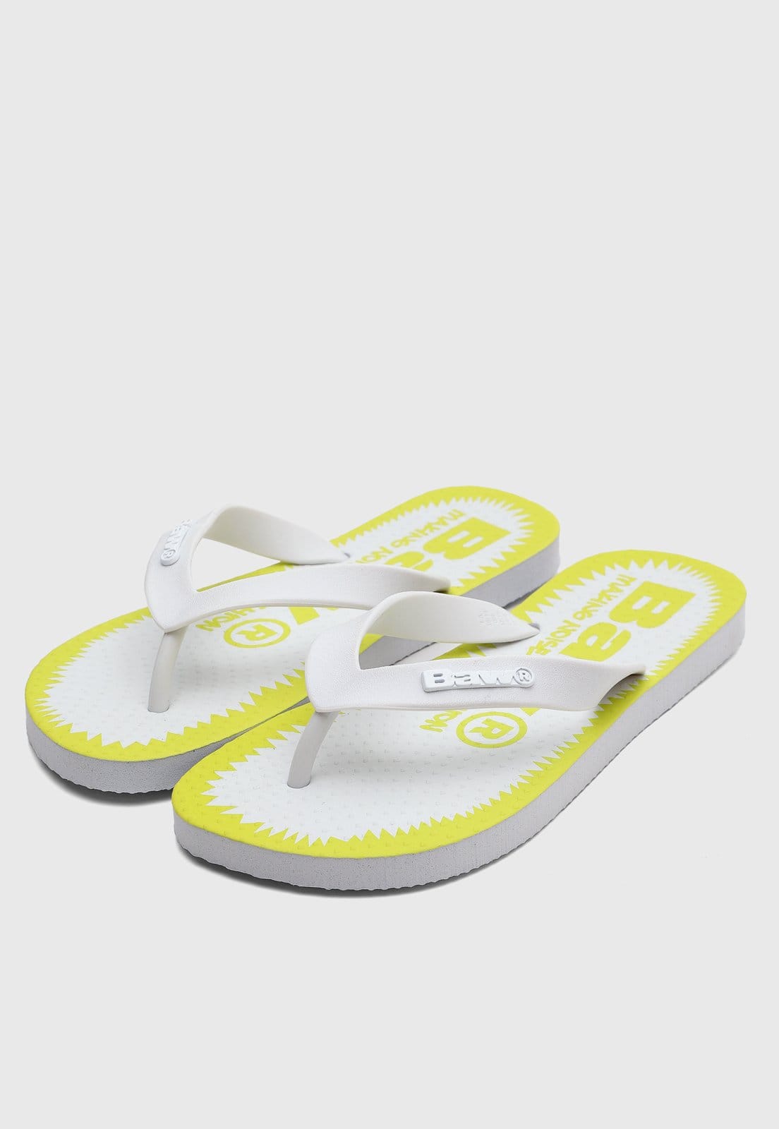 Vista 2 Chinelo Masculino BAW Noise e Amarelo BAW branco