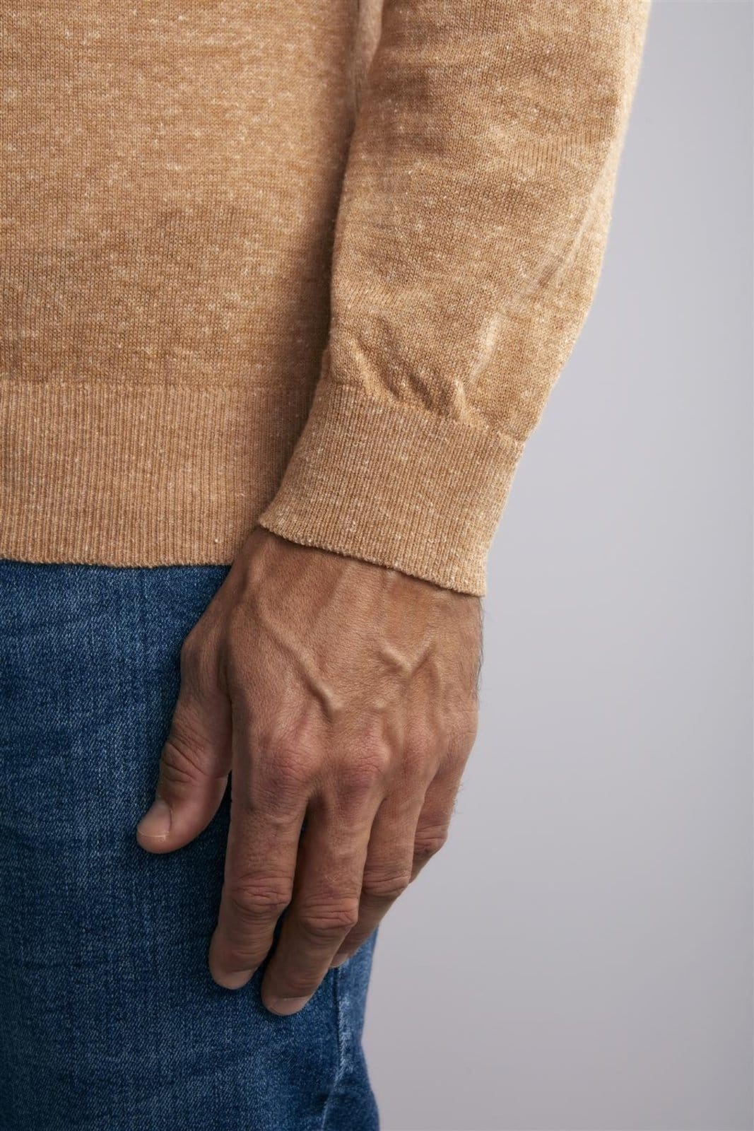 Vista principal HIGHSTIL Tricot Gola V Slim Fit Damasco HIGHSTIL laranja