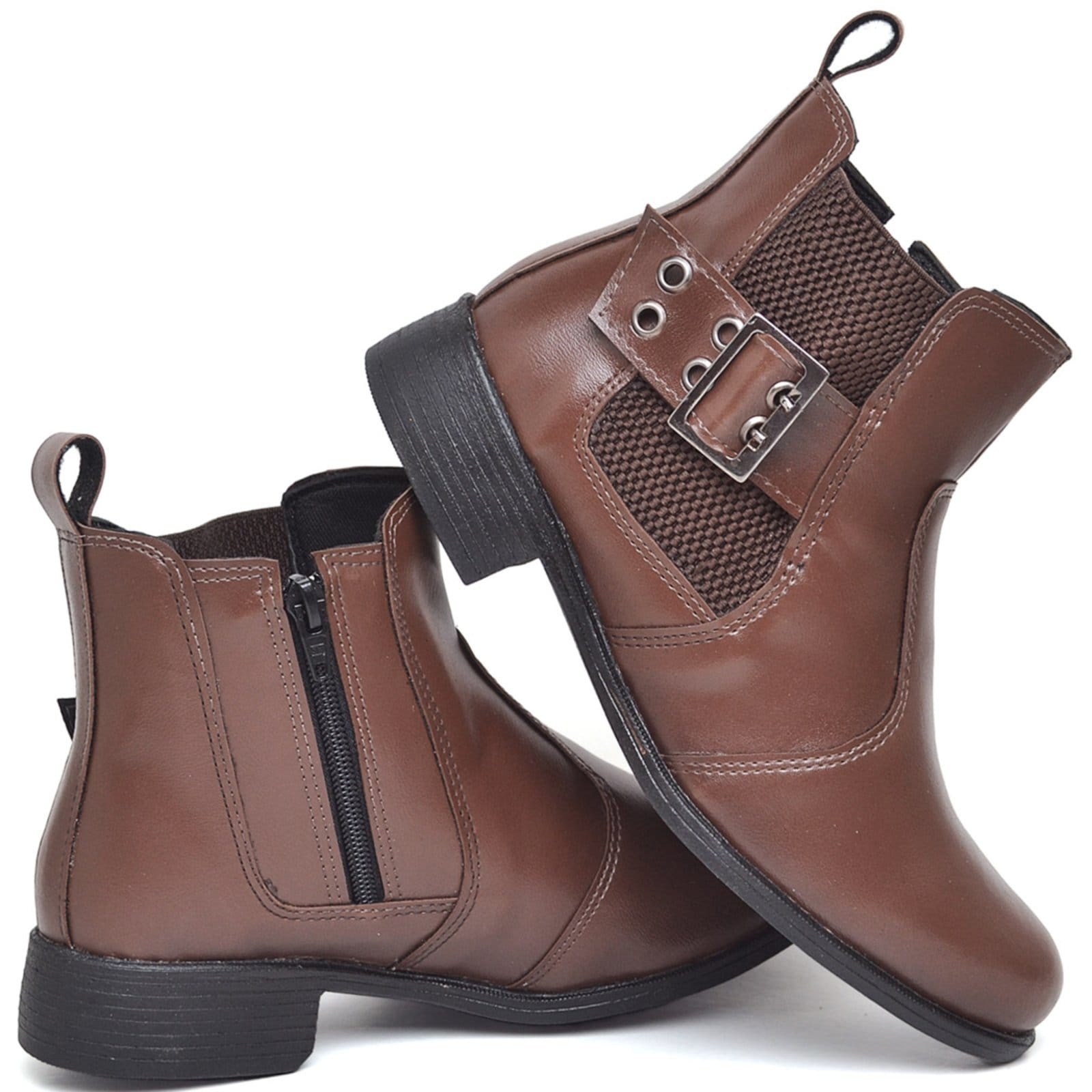 Vista 2 Bota Feminina Polo Blu Cano Médio com Fivela Estilosa Marrom em Sintético do 33 ao 40 Polo Blu marrom blu
