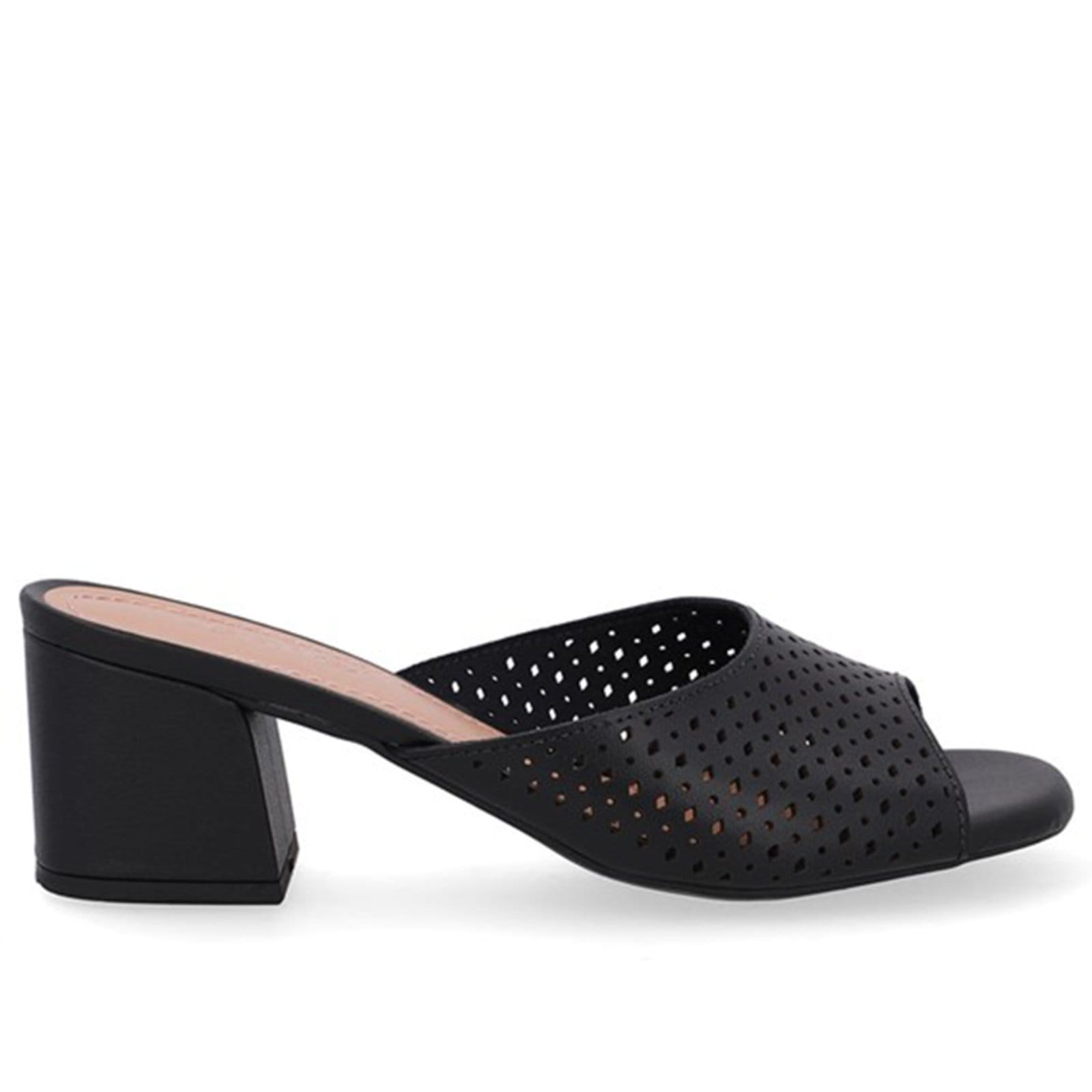 Tamanco Salto Bloco Couro Detalhe Laser Usaflex 001