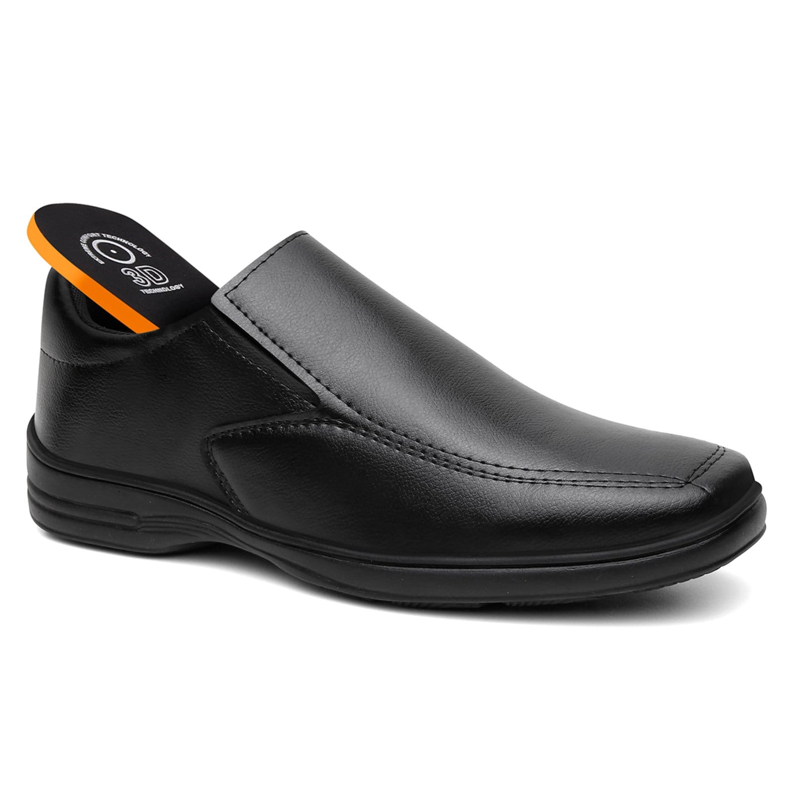 Vista 2 Sapato Masculino Social Bico Quadrado Conforto Santa Rosa preto