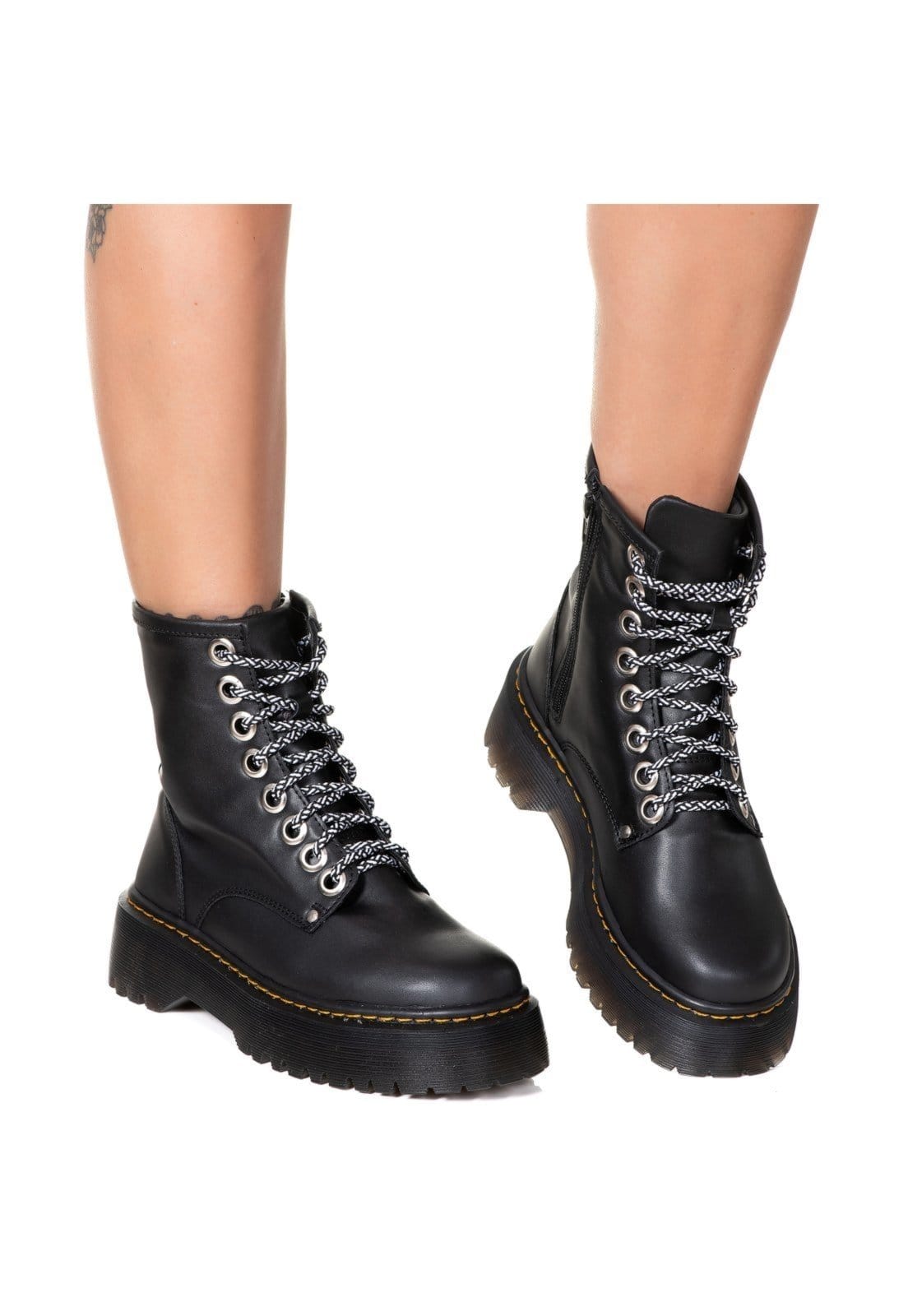 Vista 2 Coturno Tratorado Ingles Estilo Veggie Prata ESTILO VEGGIE SHOES preto