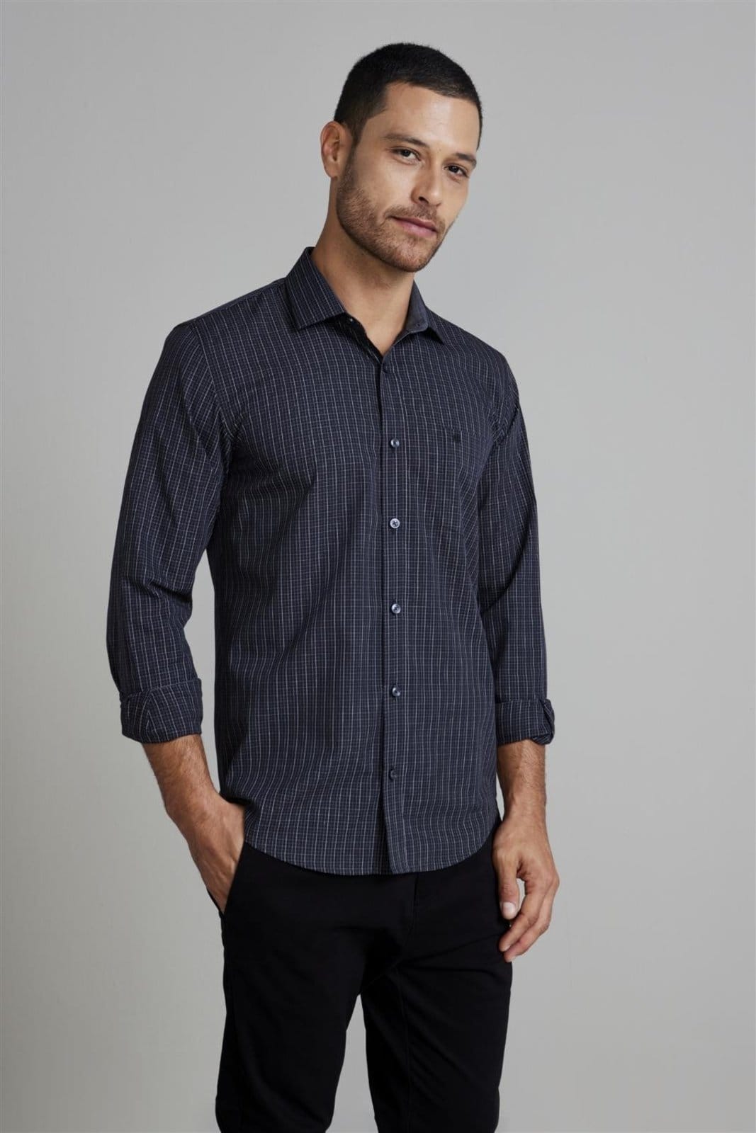 HIGHSTIL Camisa com Bolso Slim Fit Listrada