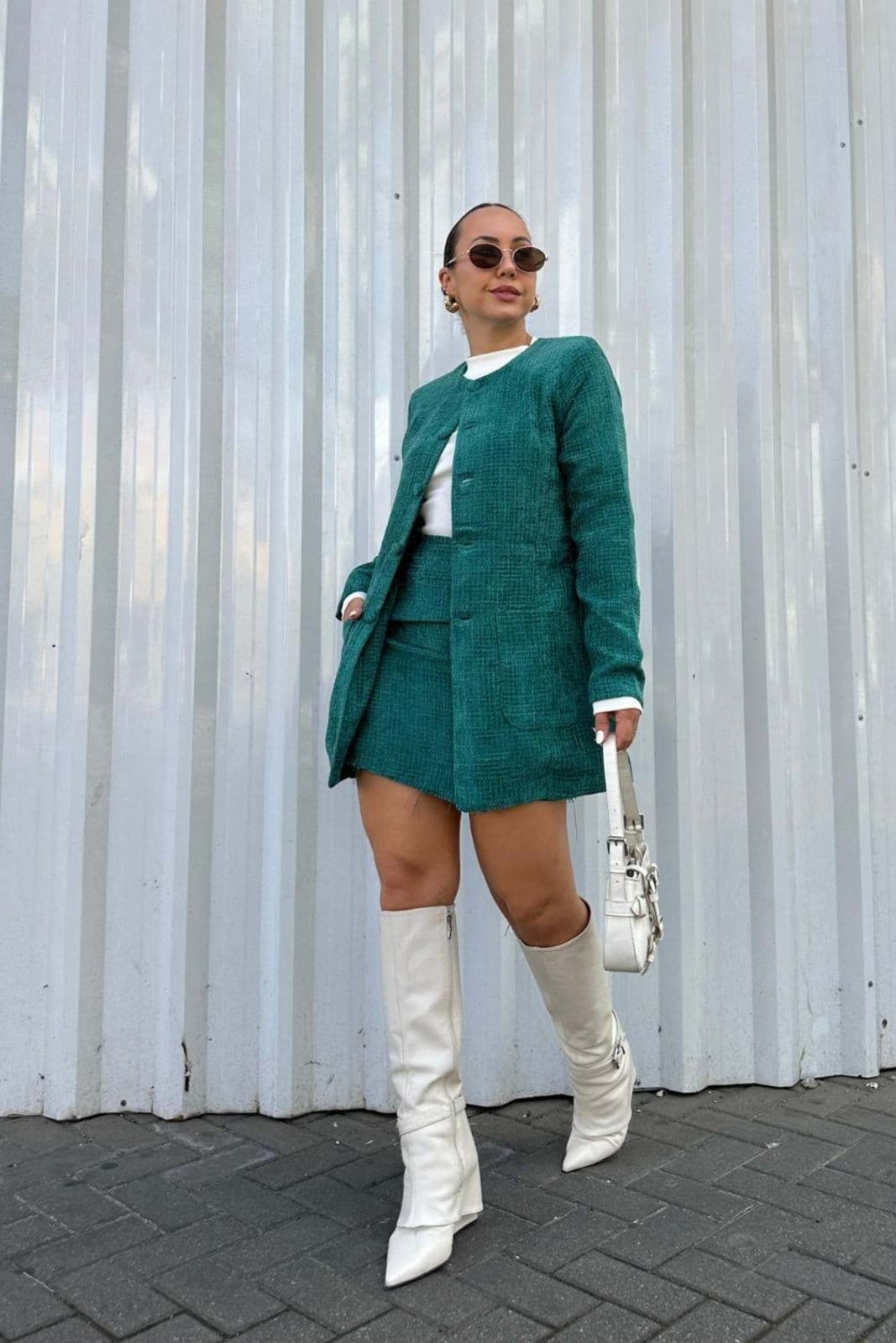 Vista principal Saia Vanibele Tweed Vanibele verde