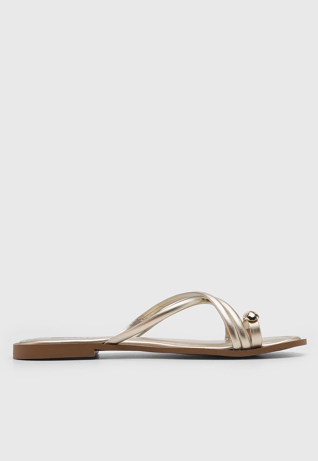 Vista 2 Rasteira Feminina VIA UNO Metalizada Dourada VIA UNO dourado